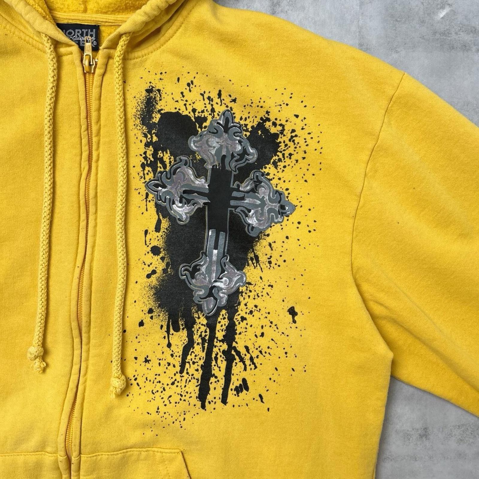 Other Y2K Gothic Cross 00s Yellow Hoodie Jacket Size US M / EU 48-50 / 2 - 8 Thumbnail