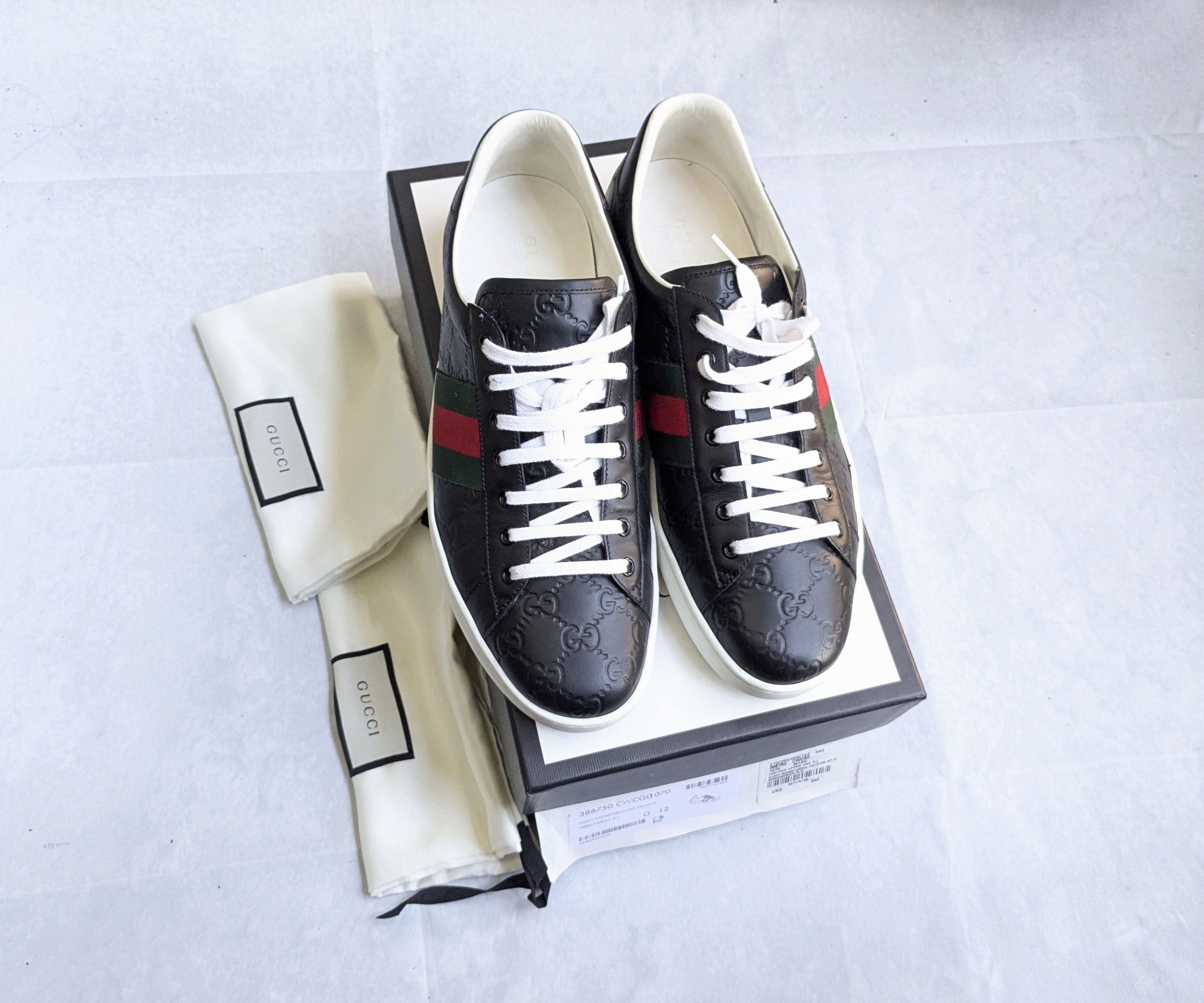 Gucci Gucci Ace Sneakers Monogram GG Logo 12.5 Black Size US 12.5 / EU 45-46 - 1 Thumbnail