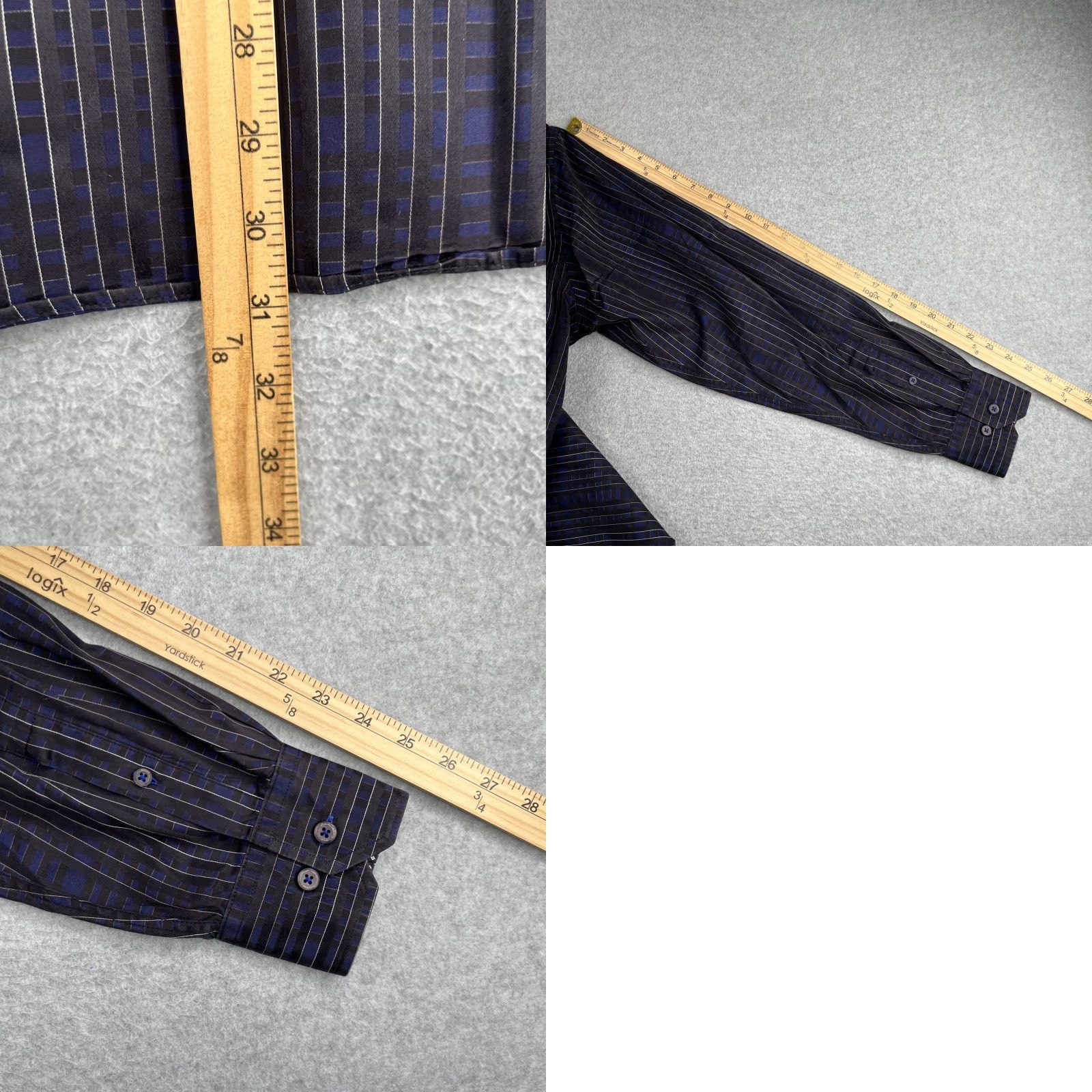 BUGATCHI BUGATCHI UOMO Shirt Medium Black Navy Check Button-Up Long Sleeve Mens Size US M / EU 48-50 / 2 - 8 Thumbnail