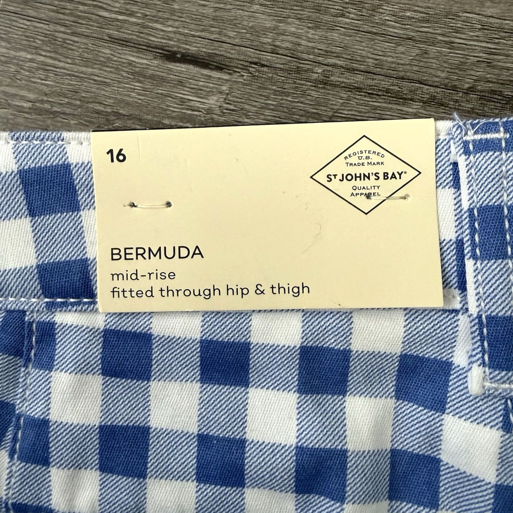 Vintage St. John's Bay Bermuda Shorts Womens 16 Bright Blue Gingham Tummy Control NEW Size 38" / US 16 / IT 52 - 4 Thumbnail
