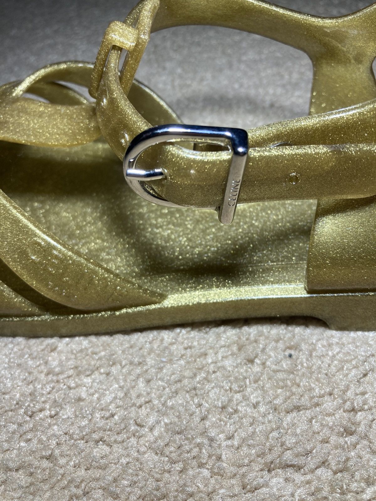 Celine × Hedi Slimane SS20 Celine Hedi Slimane Jelly Sandals 41 Gold Speckle Size US 8 / EU 41 - 6 Thumbnail