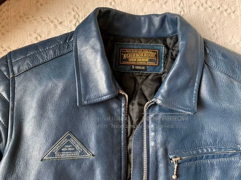 Neighborhood Neighborhood Blue Leather Jacket, New, Size S Size US S / EU 44-46 / 1 - 2 Thumbnail