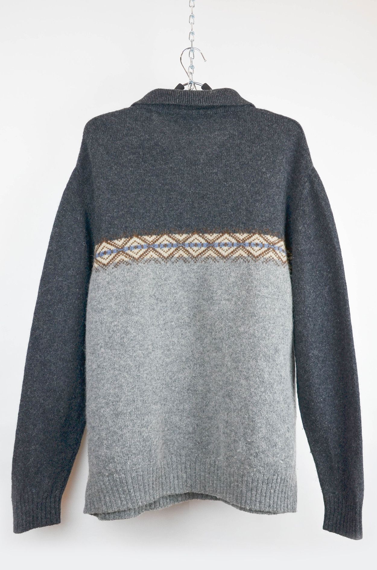 Burberry Burberry London Wool Fair Isle Half Zip Sweater Size 7 Size US L / EU 52-54 / 3 - 2 Thumbnail