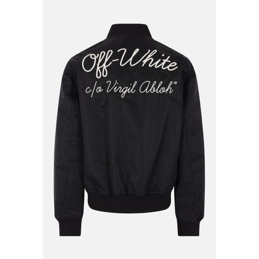 Off-White OFF-WHITE Black Script Padded Black Nylon Bomber Jacket New Size US L / EU 52-54 / 3 - 2 Thumbnail
