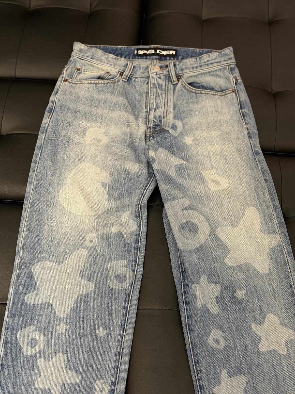 Sp5der Sp5der Men's Star Pattern Denim Jeans Button Zip (30) Size US 30 / EU 46 - 7 Thumbnail