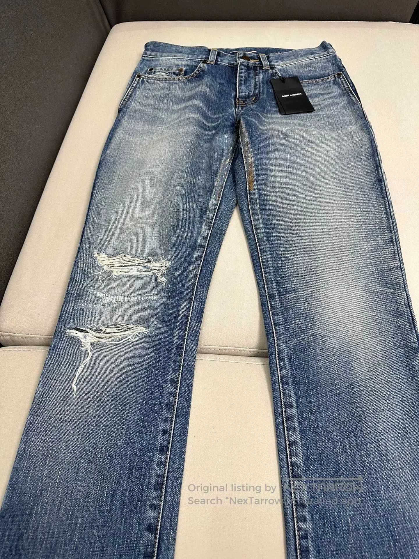 Saint Laurent Paris Saint Laurent D02 Distressed Denim Jeans. Size 27" / US 4 / IT 40 - 2 Thumbnail