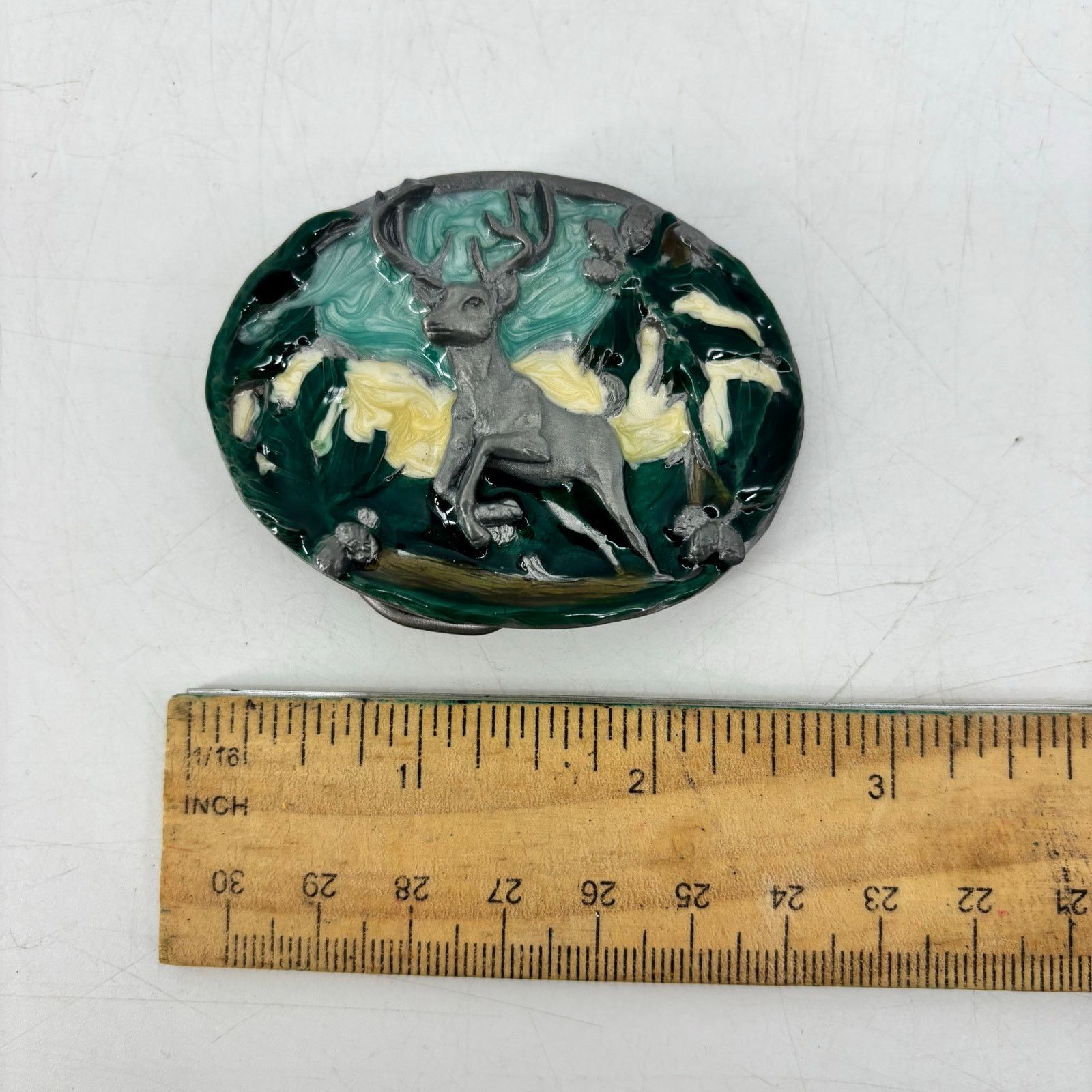 Vintage Great American Belt Buckle Jumping Deer Forest Woods Hunting Size ONE SIZE - 5 Thumbnail