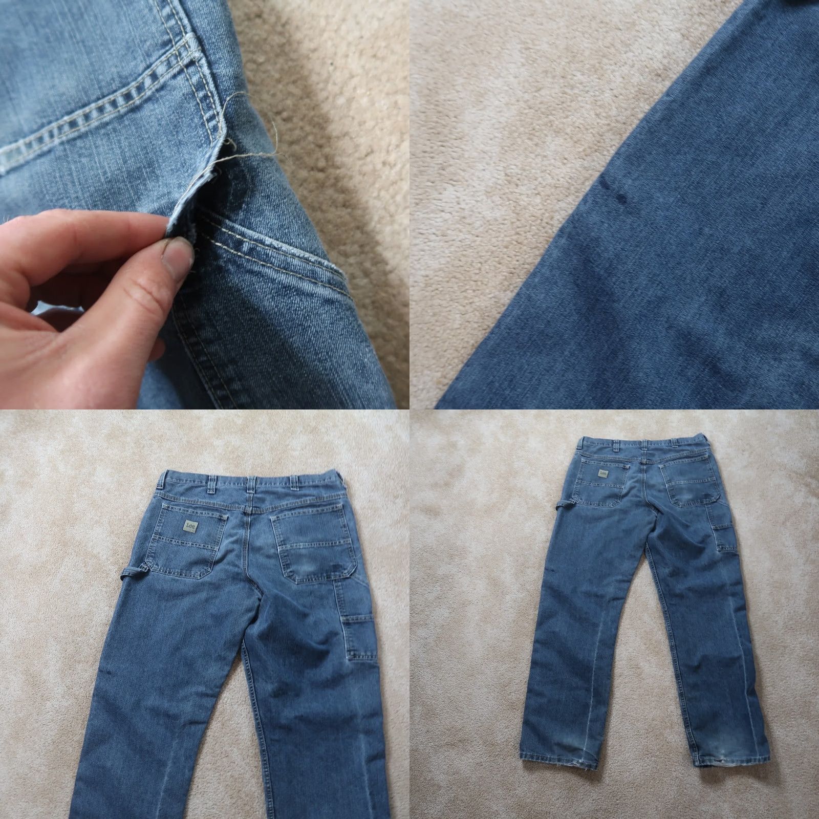 Lee Lee Carpenter Jeans Men 36x34 Distressed Denim Straight 5-Pocket Relaxed Blue Vintage? No Size US 36 / EU 52 - 8 Thumbnail