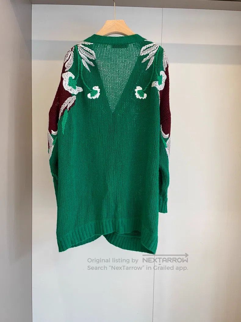 Valentino Valentino Green flower wool cardigan Size L / US 10 / IT 46 - 2 Thumbnail