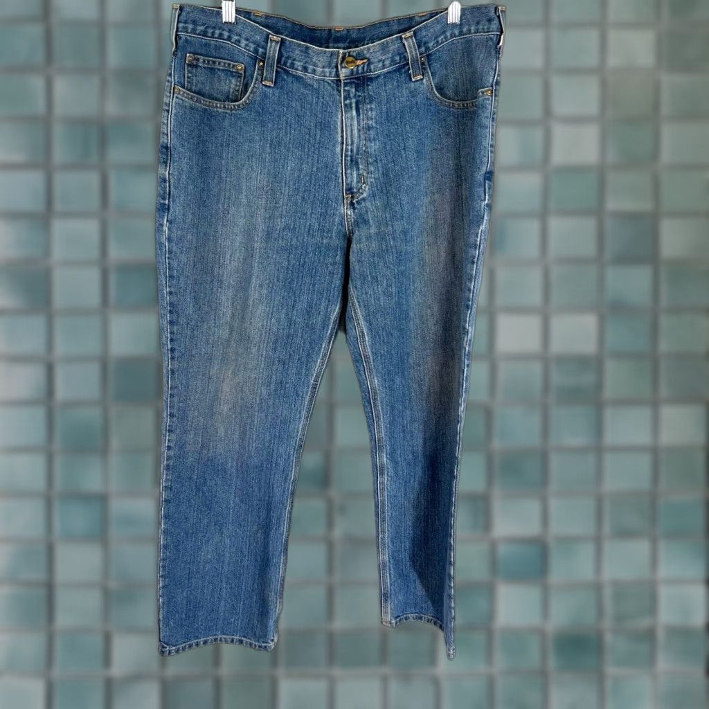 Carhartt Carhartt Mens Relaxed Fit Jeans Pants Size38 Blue Med Wash 38X30 5-Pocket Design Denim Straight USA 90s Mens Jeans Size US 38 / EU 54 - 1 Thumbnail