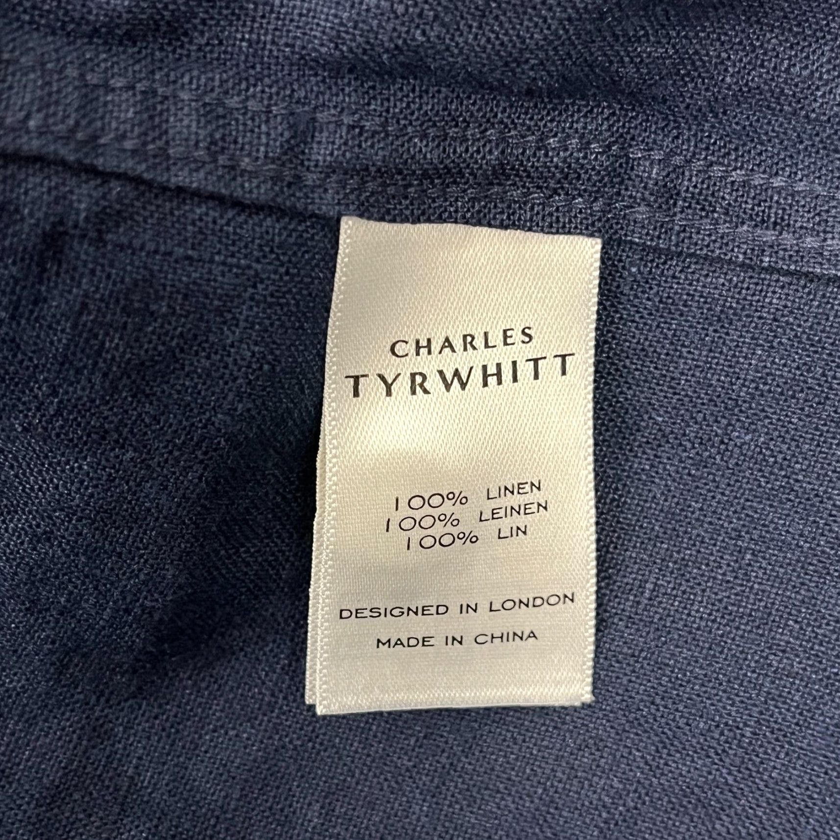 Charles Tyrwhitt Charles Tyrwhitt Shirt Mens 3XL XXXL Classic Fit Navy Blue 100% Linen Button Up Shirt Size US XXL / EU 58 / 5 - 4 Thumbnail