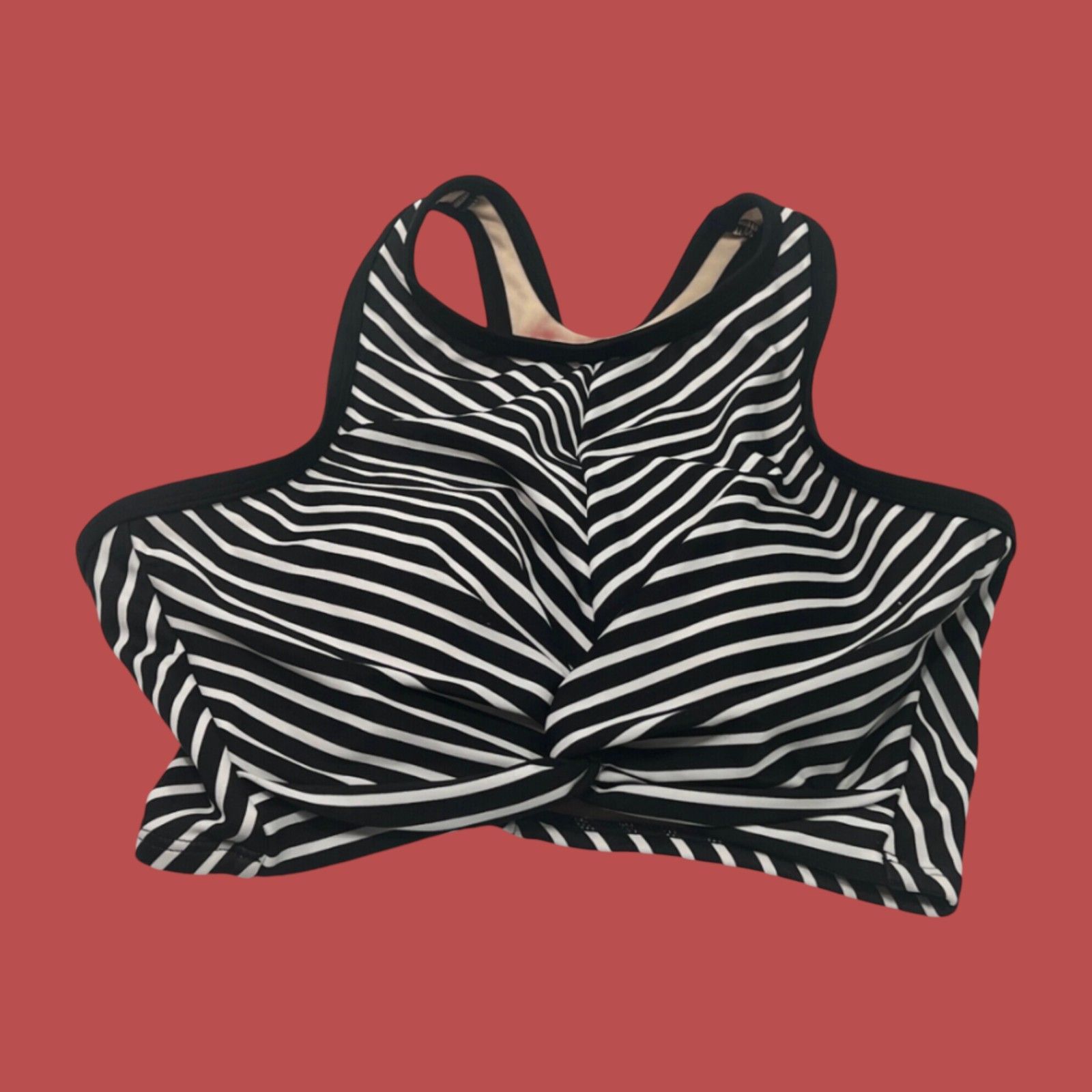 Other Kona Sol - Women's Longline Twist Bikini Top - Black/White - Size ONE SIZE - 5 Thumbnail