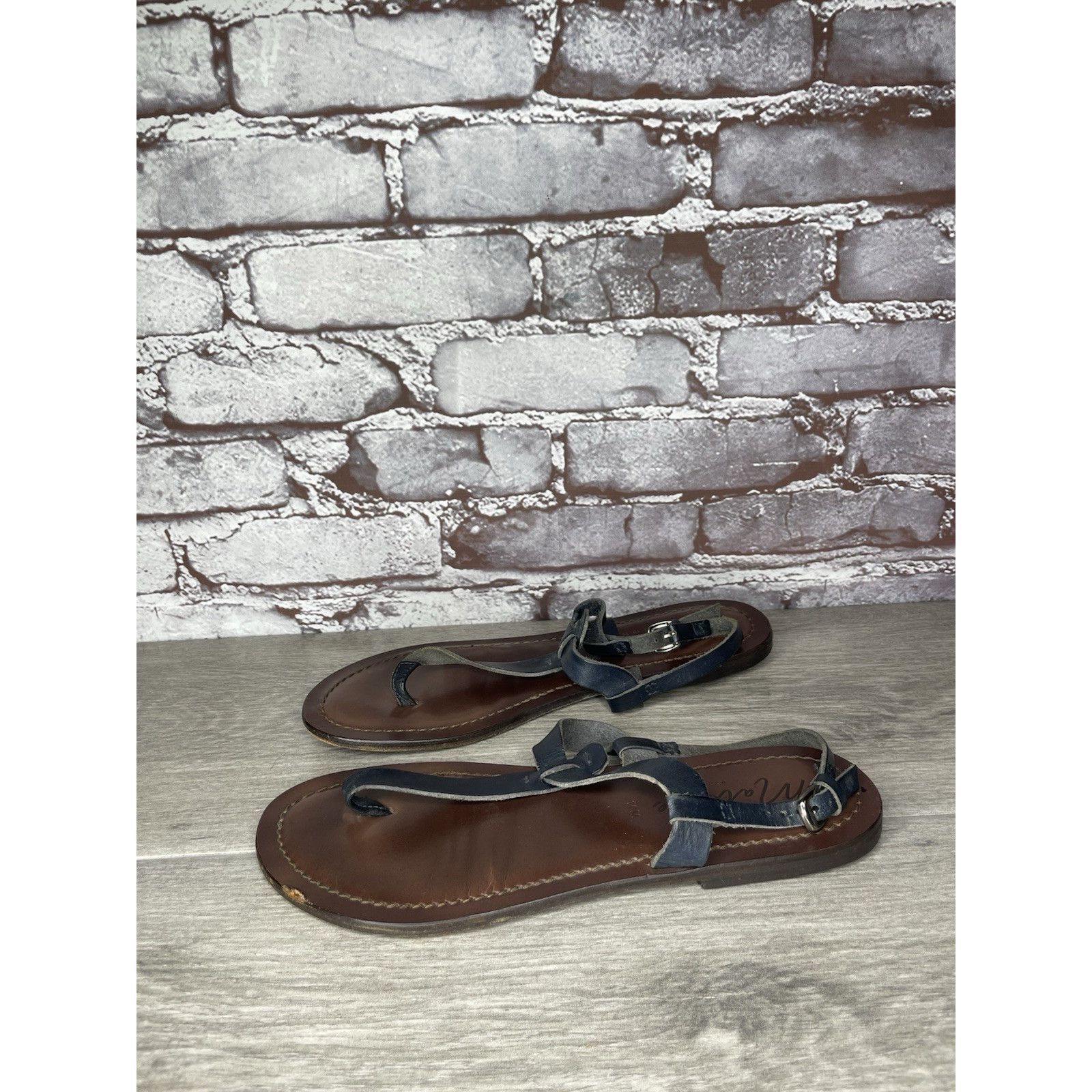 Matiere Studio Matisse Blue Leather Thong Strap Flat Sandals Women Sz 10M U Size US 10 / IT 40 - 20 Thumbnail