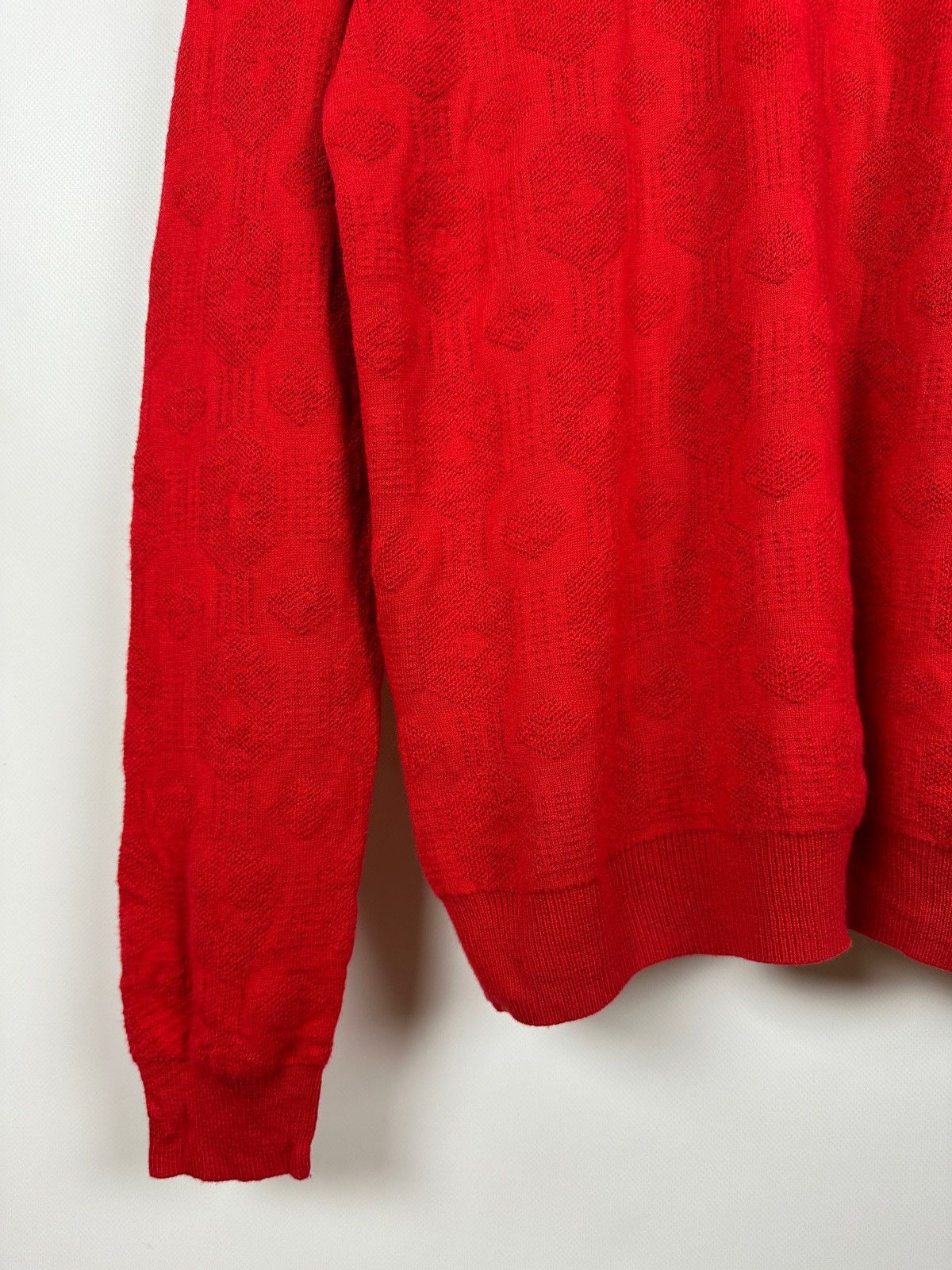 Fred Perry × Raf Simons RAF Simons X Fred Perry Red Silk Knit Sweater Size US XL / EU 56 / 4 - 7 Thumbnail