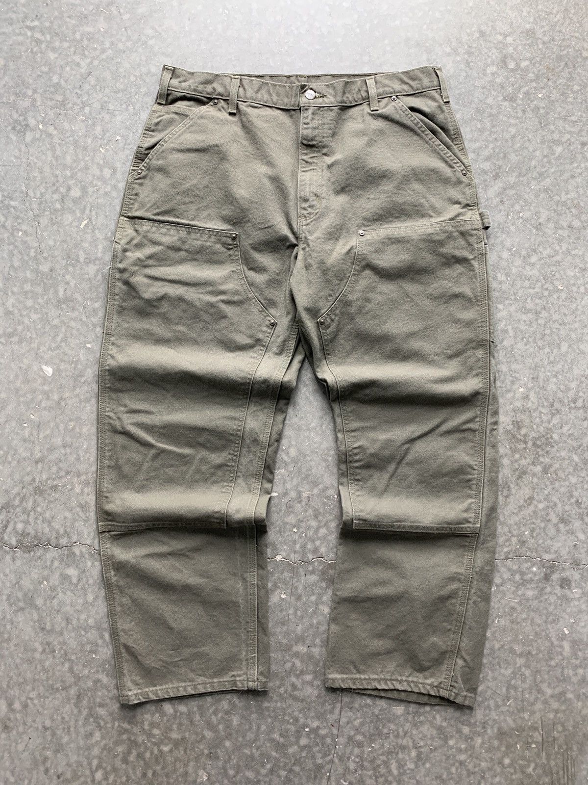 image of Crazy Vintage 90's Carhartt Double Knee Carpenter Pants in Olive, Men's (Size 38)