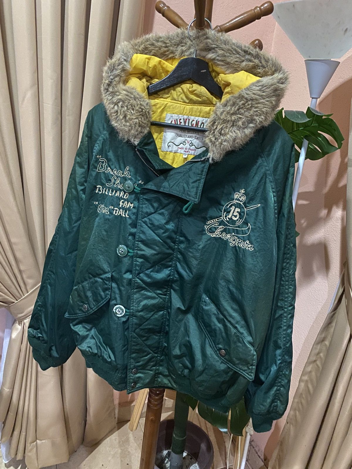 Chevignon Vintage Chevignon Paris Billiard Green Nylon Bomber Jacket Size US M / EU 48-50 / 2 - 2 Thumbnail