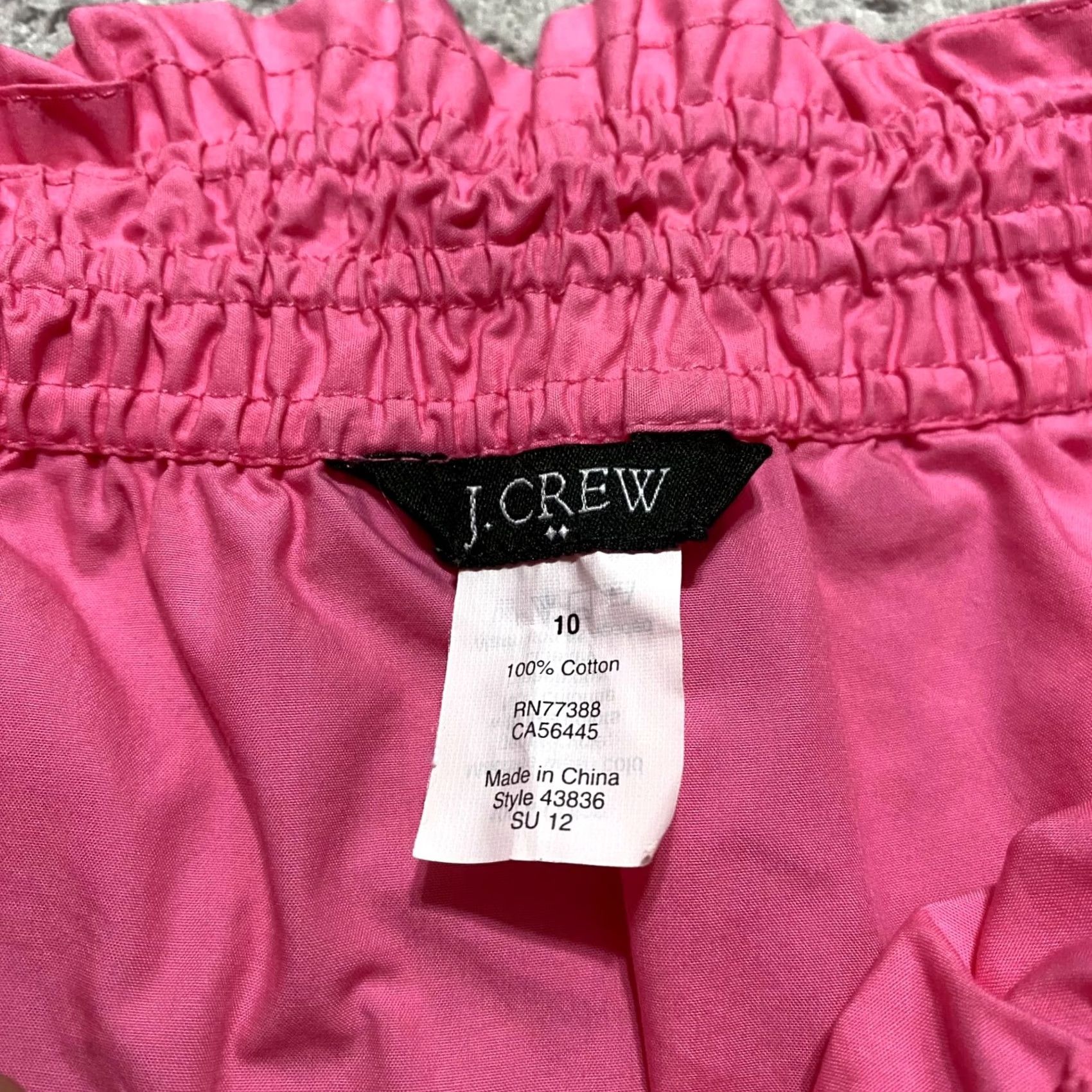 J.Crew J. Crew Pink Cotton Mini Skirt sz 10 Ruffled Elastic Waist Womens Size 32" / US 10 / IT 46 - 3 Thumbnail