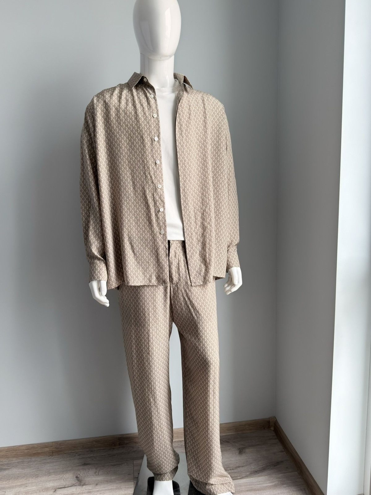 Dior Dior Oblique 100% Silk Set Monogram Beige Pants + Shirt Size US L / EU 52-54 / 3 - 5 Thumbnail