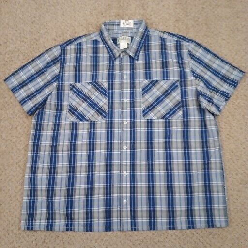 Haband Haband Shirt Mens XXL Blue Plaid Short Sleeve Button Up Pockets ...