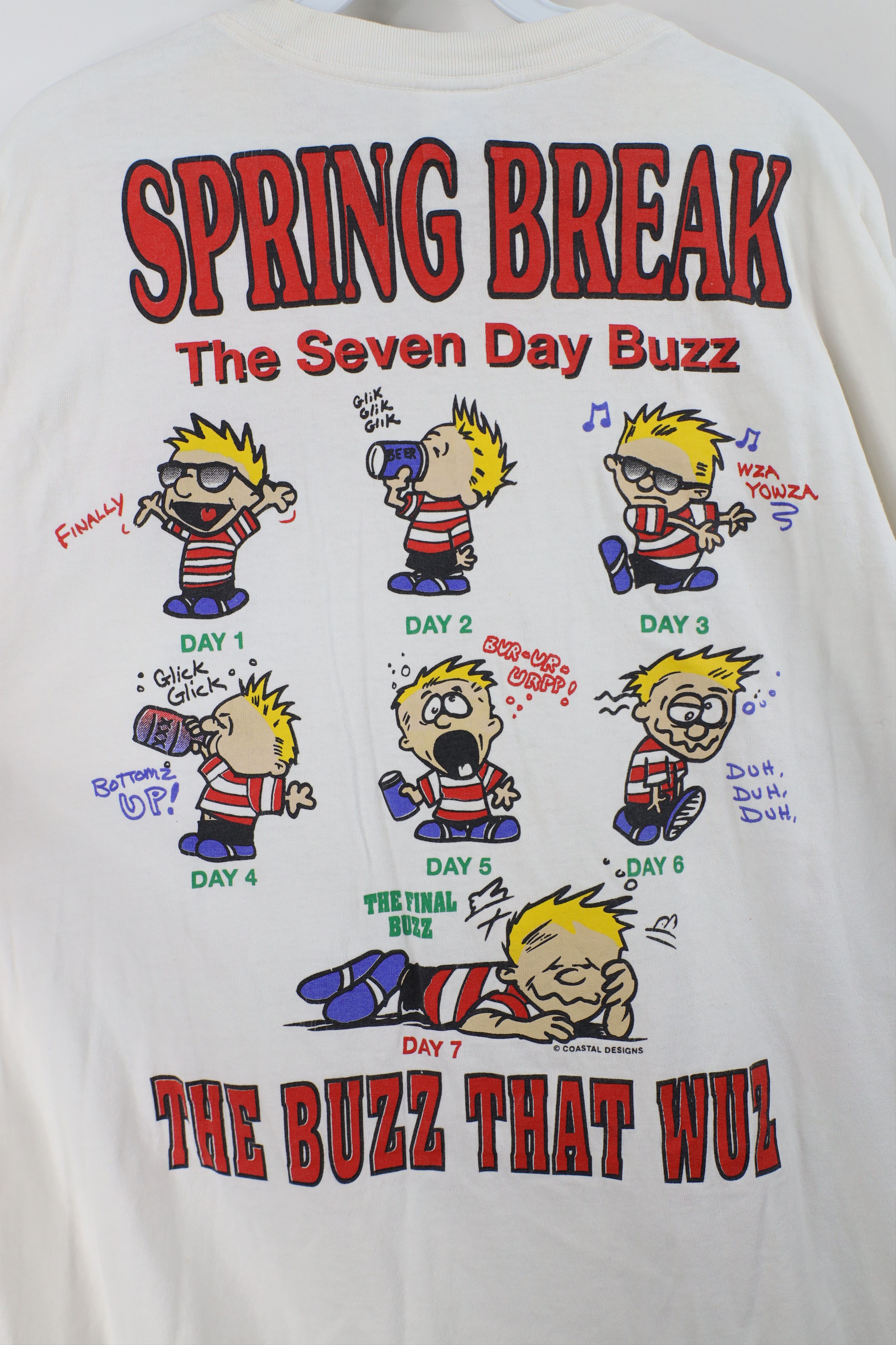 Vintage Vintage Y2K 2000 College 7 Day Buzz Drinking T-Shirt White Size US XL / EU 56 / 4 - 9 Thumbnail
