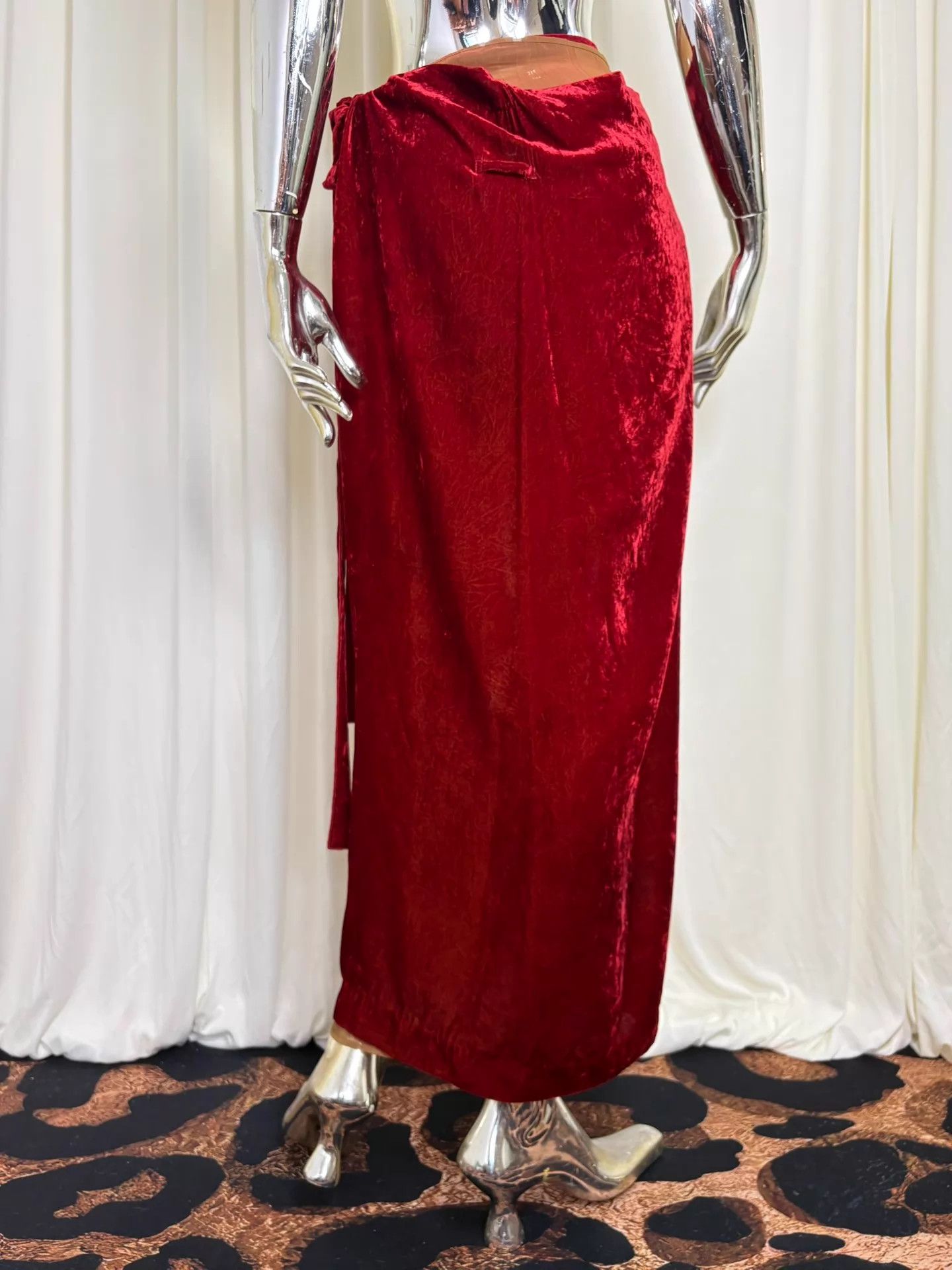 Jean Paul Gaultier Jean Paul Gaultier Vintage Red Velvet High Slit Wrap Skirt40 Size 27" / US 4 / IT 40 - 4 Thumbnail