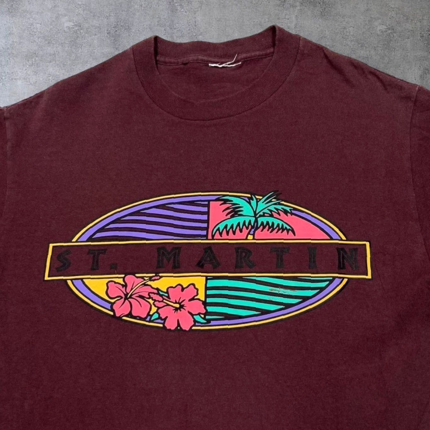Vintage Vintage 90’s St. Martin Floral Palm Tree Souvenir Graphic Single Stitch T-Shirt M Adult Medium Brown Mens Vintage Shirt Size US M / EU 48-50 / 2 - 2 Thumbnail