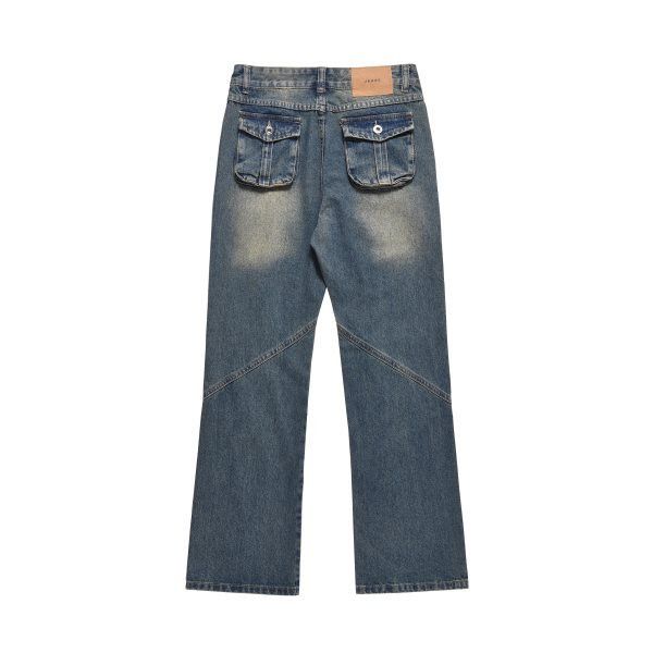 Japanese Brand × Jean Street wide-leg blue wash patchwork cargo jeans y2k Size US 32 / EU 48 - 2 Thumbnail