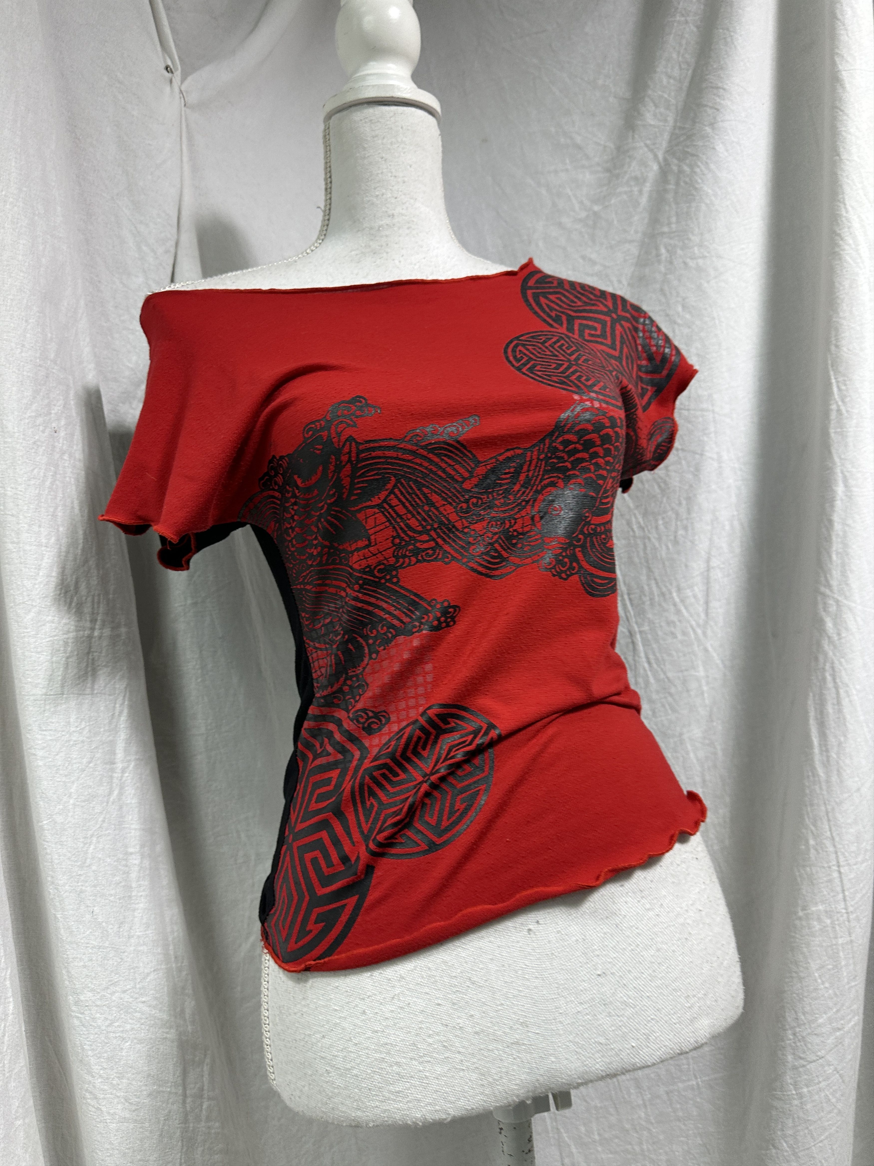 Vintage Vintage Avant Garde Grunge Printed Top Y2K Size S / US 4 / IT 40 - 1 Thumbnail