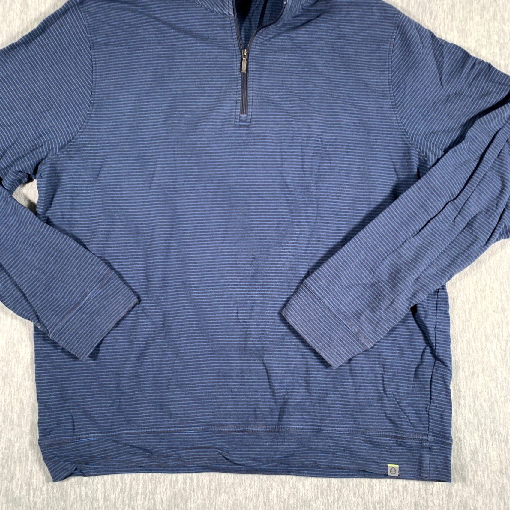 Vintage Tasc Performance Mens XL Blue Striped Quarter Zip Bamboo Blend Pullover Sweater Size US XL / EU 56 / 4 - 3 Thumbnail