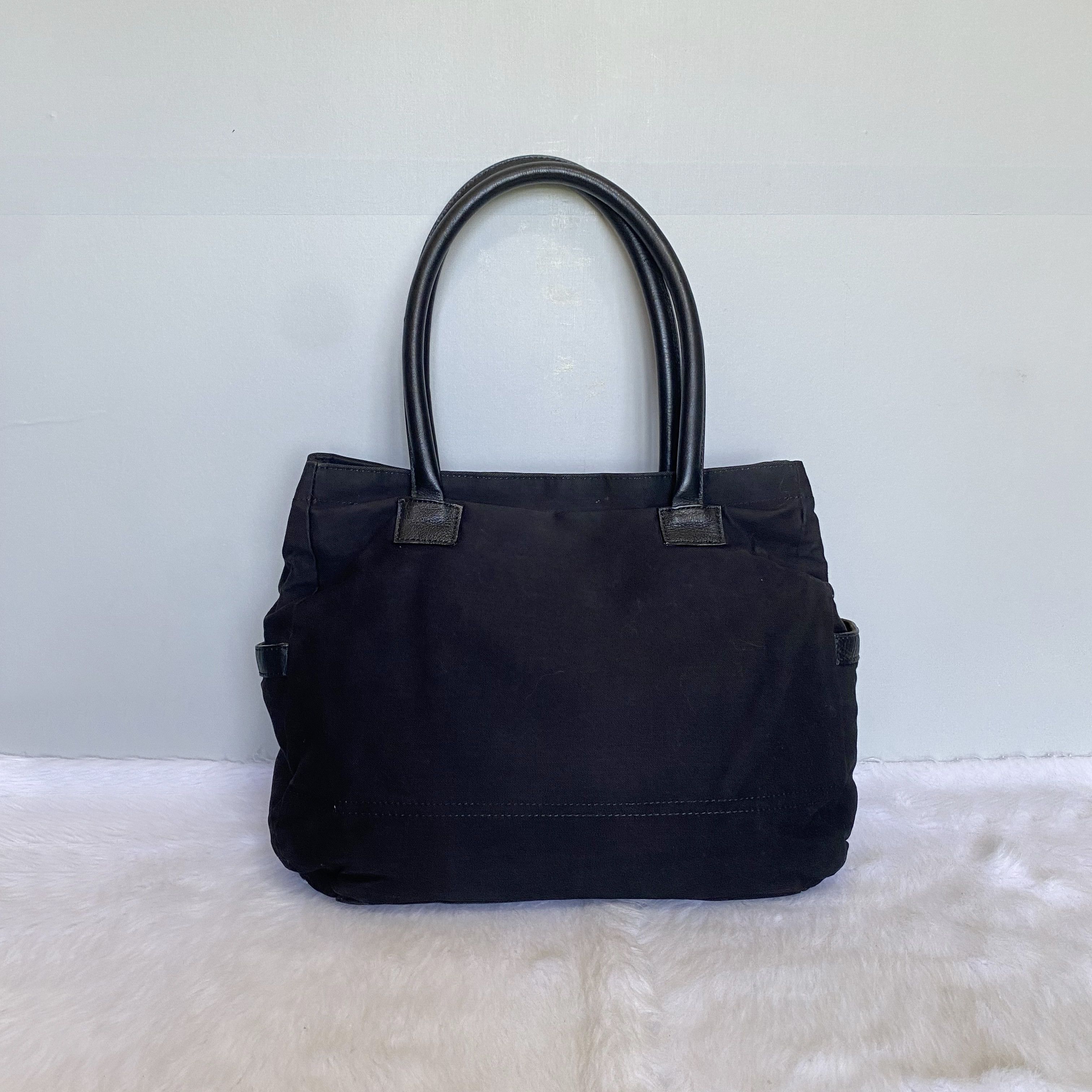 Burberry Blue Label Black Canvas Leather Tote Bag Size ONE SIZE - 4 Thumbnail