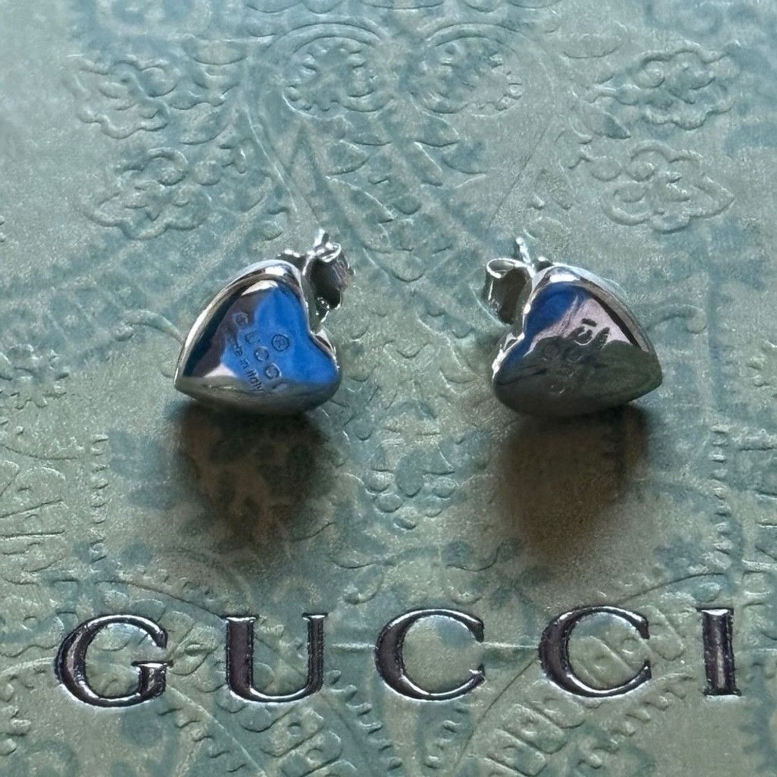 Gucci Gucci Sterling Silver Heart Logo Stud Earrings Size ONE SIZE - 5 Thumbnail