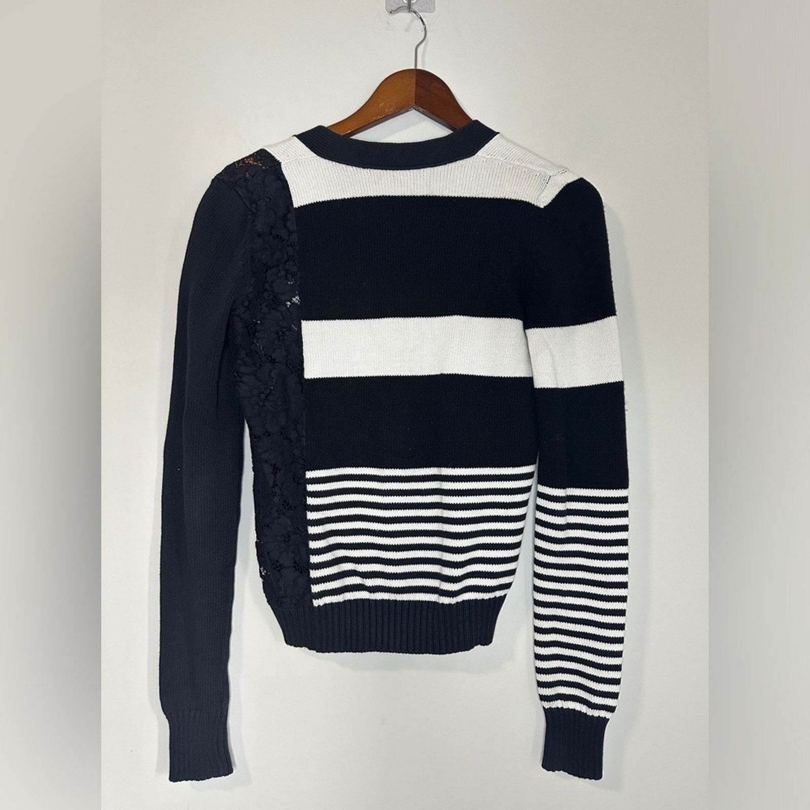 No. 21 No. 21 Size 2 Black and White Striped Lace Cardigan Size XS / US 0-2 / IT 36-38 - 9 Thumbnail