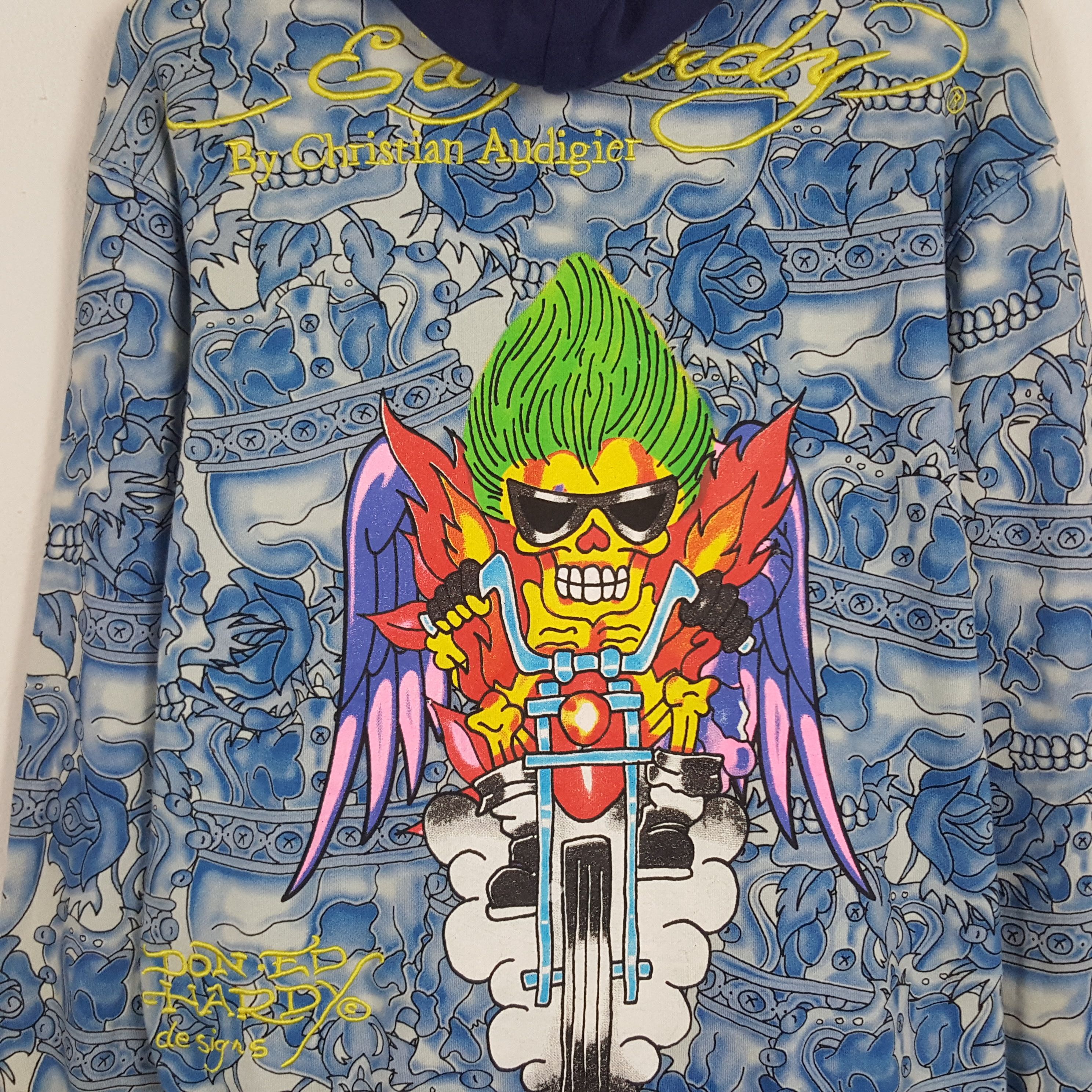 Christian Audigier × Ed Hardy × Vintage Vintage Ed Hardy by Audigier Overprinted Jacket Hoodies Size US M / EU 48-50 / 2 - 2 Thumbnail