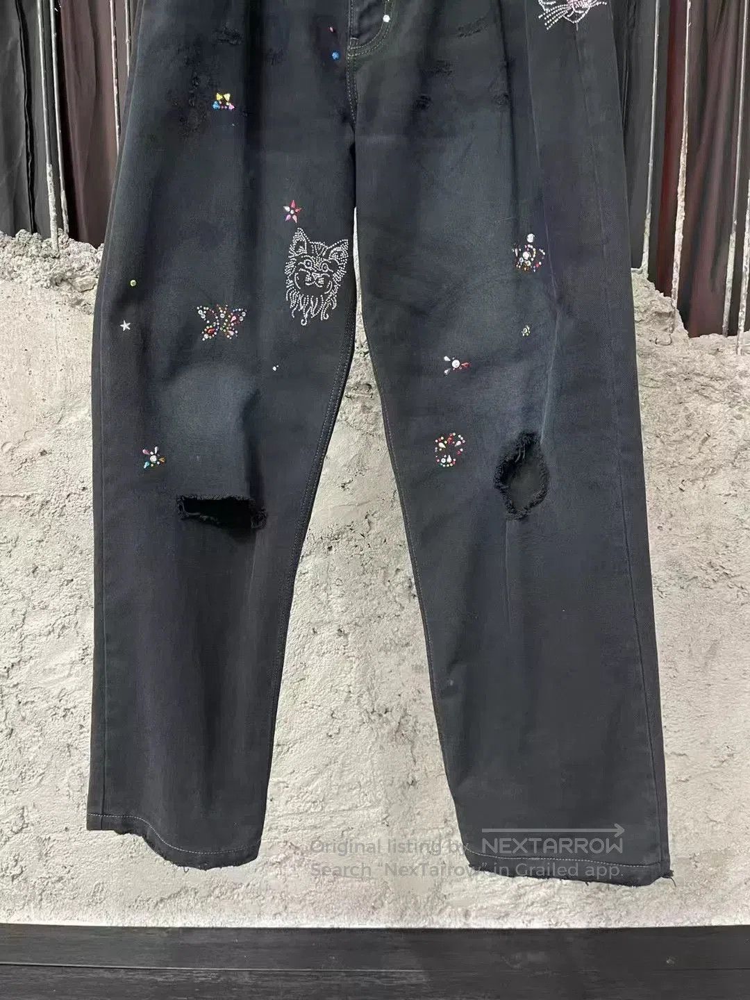 Balenciaga Balenciaga Distressed Crystal Cat Jeans. Size US 26 / EU 42 - 5 Thumbnail