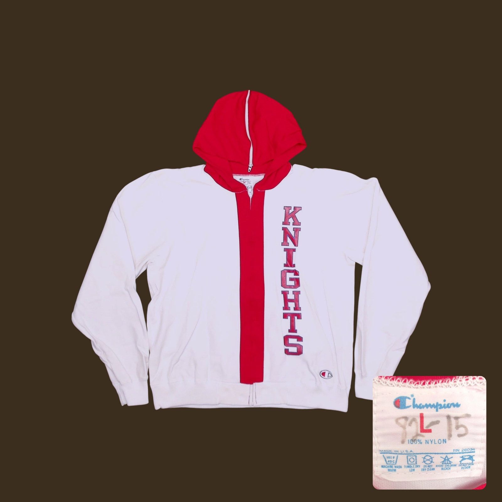 Champion Vintage 80s Champion Split Hood Nylon Jacket Knights Boxy L Size US L / EU 52-54 / 3 - 1 Thumbnail