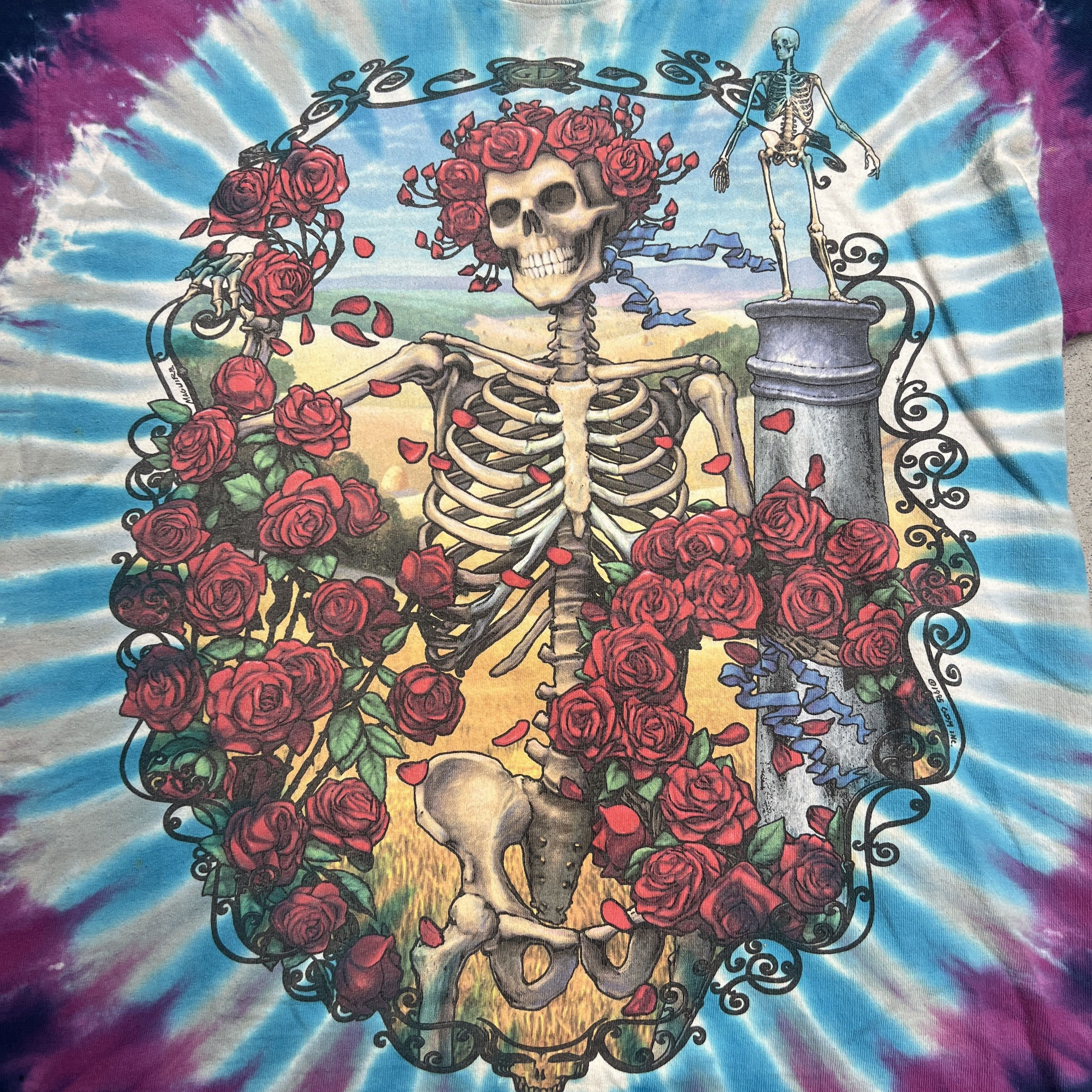 Grateful Dead × Vintage 1995 Grateful Dead 30 Years Skeleton With Roses Tee Size US L / EU 52-54 / 3 - 4 Thumbnail