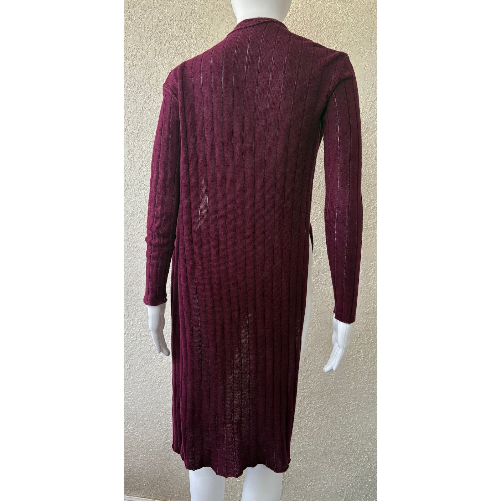 Free People Free People | Maroon Split Side Cardigan Linen Sweater | XS Size XS / US 0-2 / IT 36-38 - 2 Thumbnail