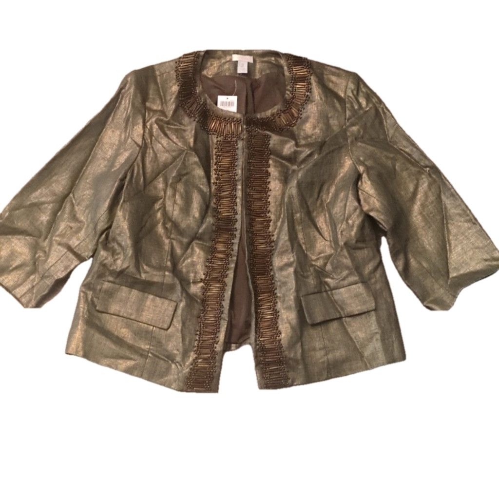 Chicos Chicos linen foil embellished 3/4 sleeve open jacket size 3 Size XL / US 12-14 / IT 48-50 - 1 Thumbnail