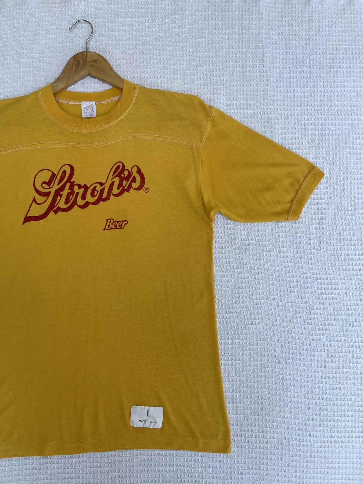 Budweiser × Vintage Last Drop🔥Rare🔥Vintage80s Stroh’s Beer Raglan Ringer T-Shirt Size US L / EU 52-54 / 3 - 9 Thumbnail