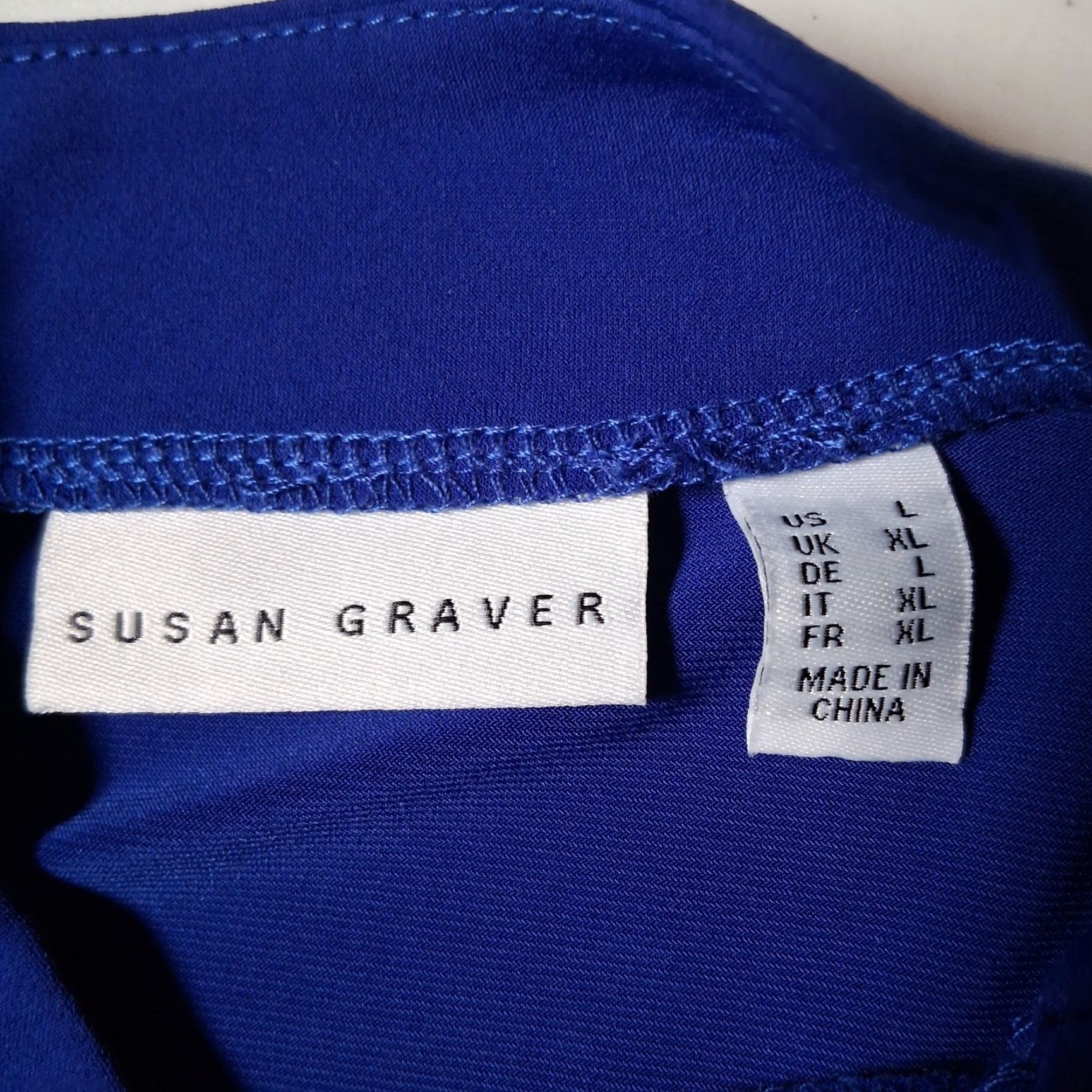 Vintage Susan Graver Shirt Women L Royal Blue Button Stretch Classic Blouse Size L / US 10 / IT 46 - 5 Thumbnail