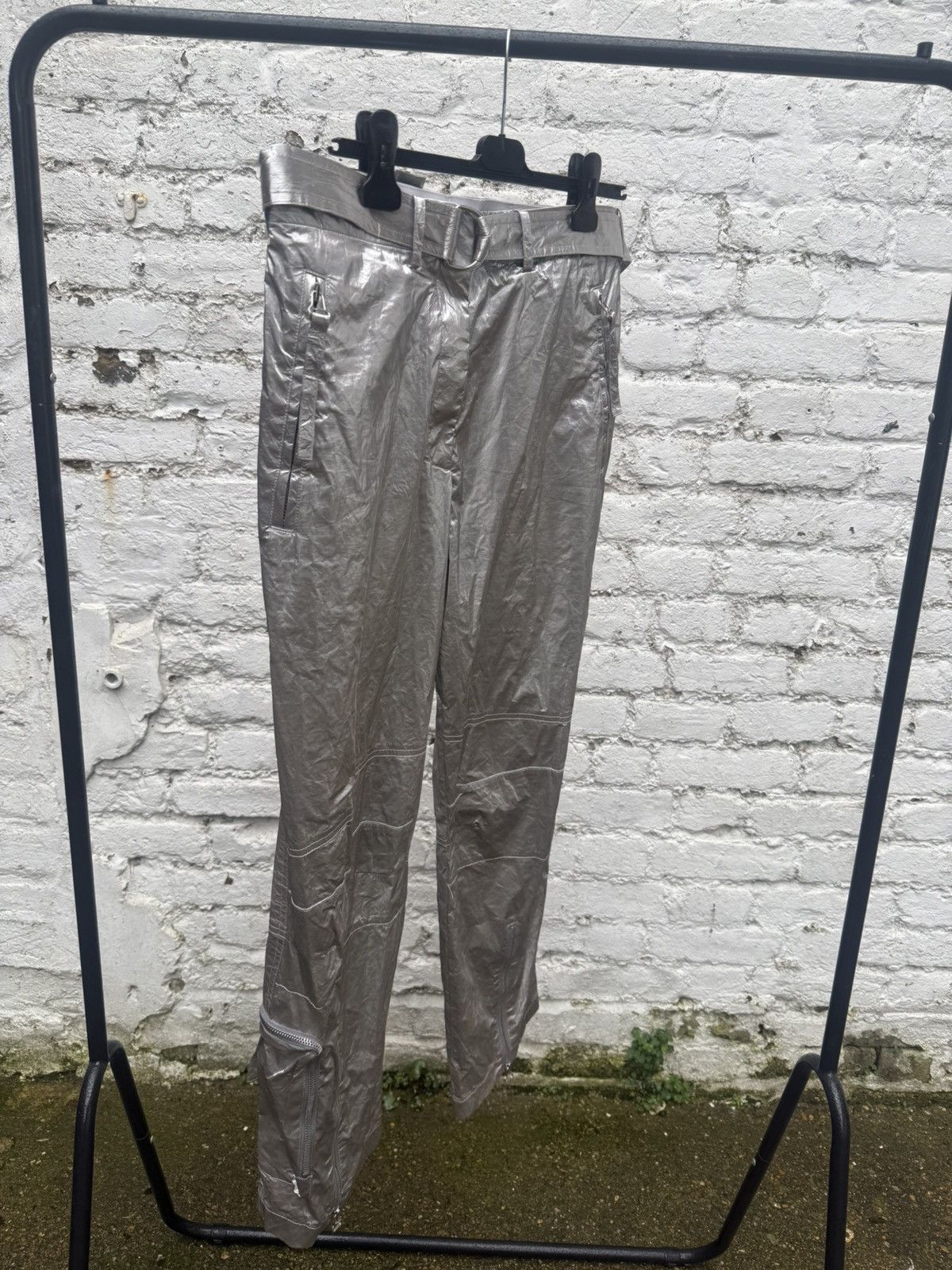 Helmut Lang Silver Helmut Land 2022 Runway wide-leg cargo trousers Size US 28 / EU 44 - 15 Thumbnail