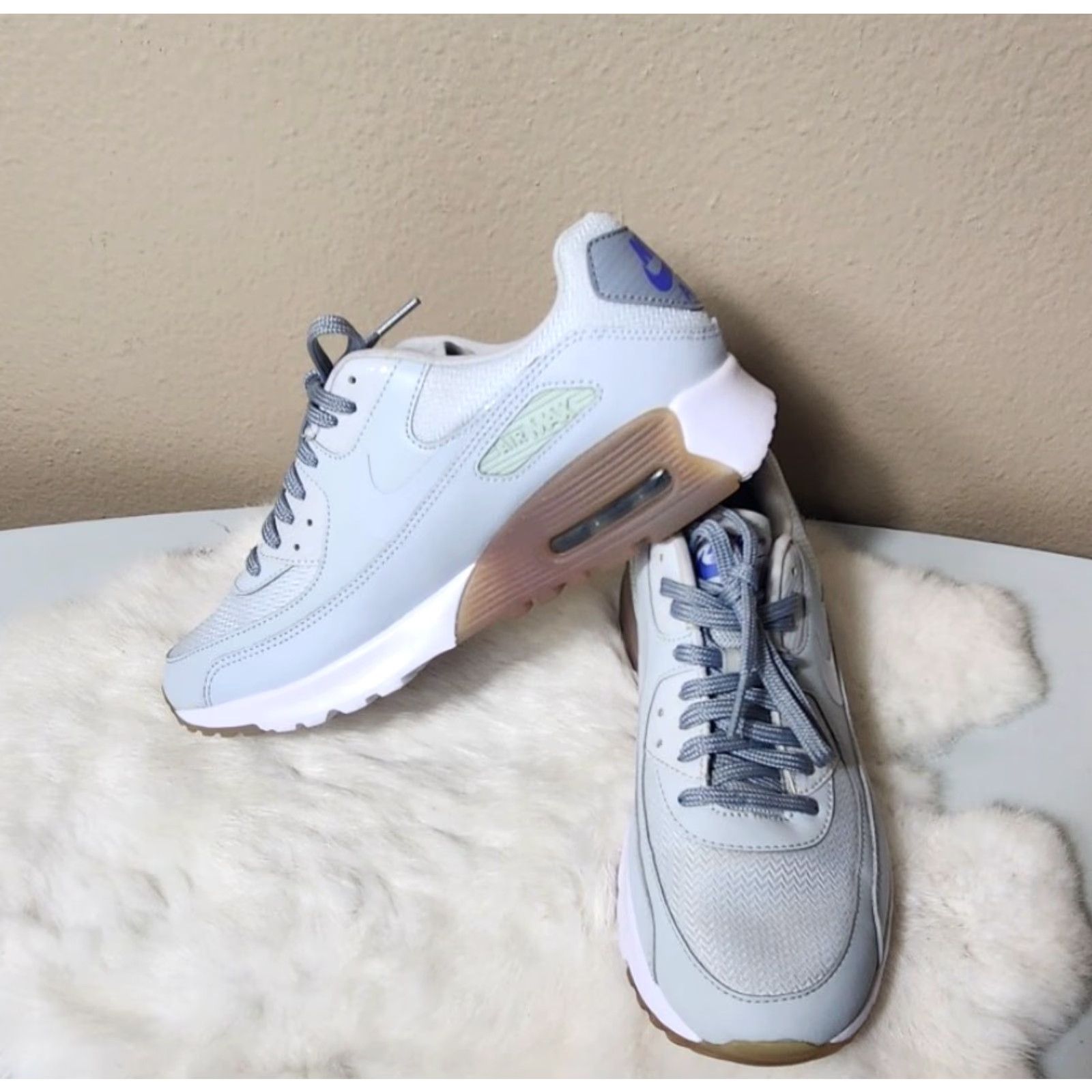 Nike Nike Womens Air Max 90 Ultra Essential Sneaker Sz 7.5 Stealth Platinum White Blue 724981-008 Womens Shoes Size US 8 / IT 38 - 2 Thumbnail