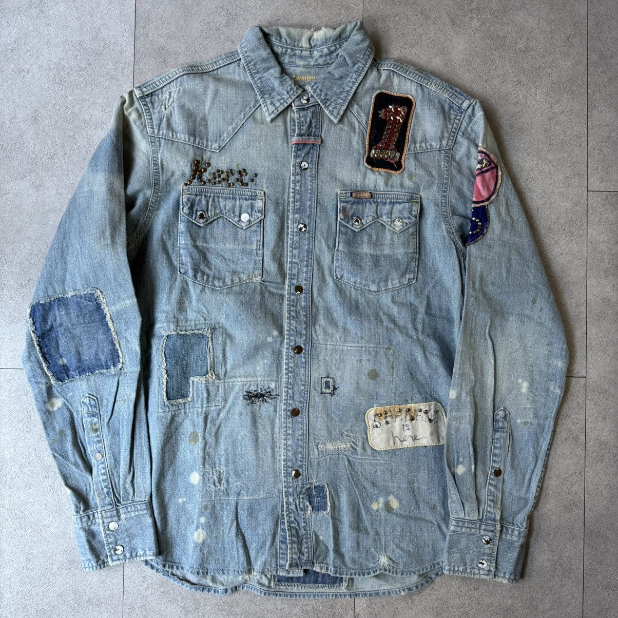 Kapital × Kapital Kountry Kapital Kountry Studed 1of1 BORO Patch Denim Shirts Size US L / EU 52-54 / 3 - 1 Thumbnail