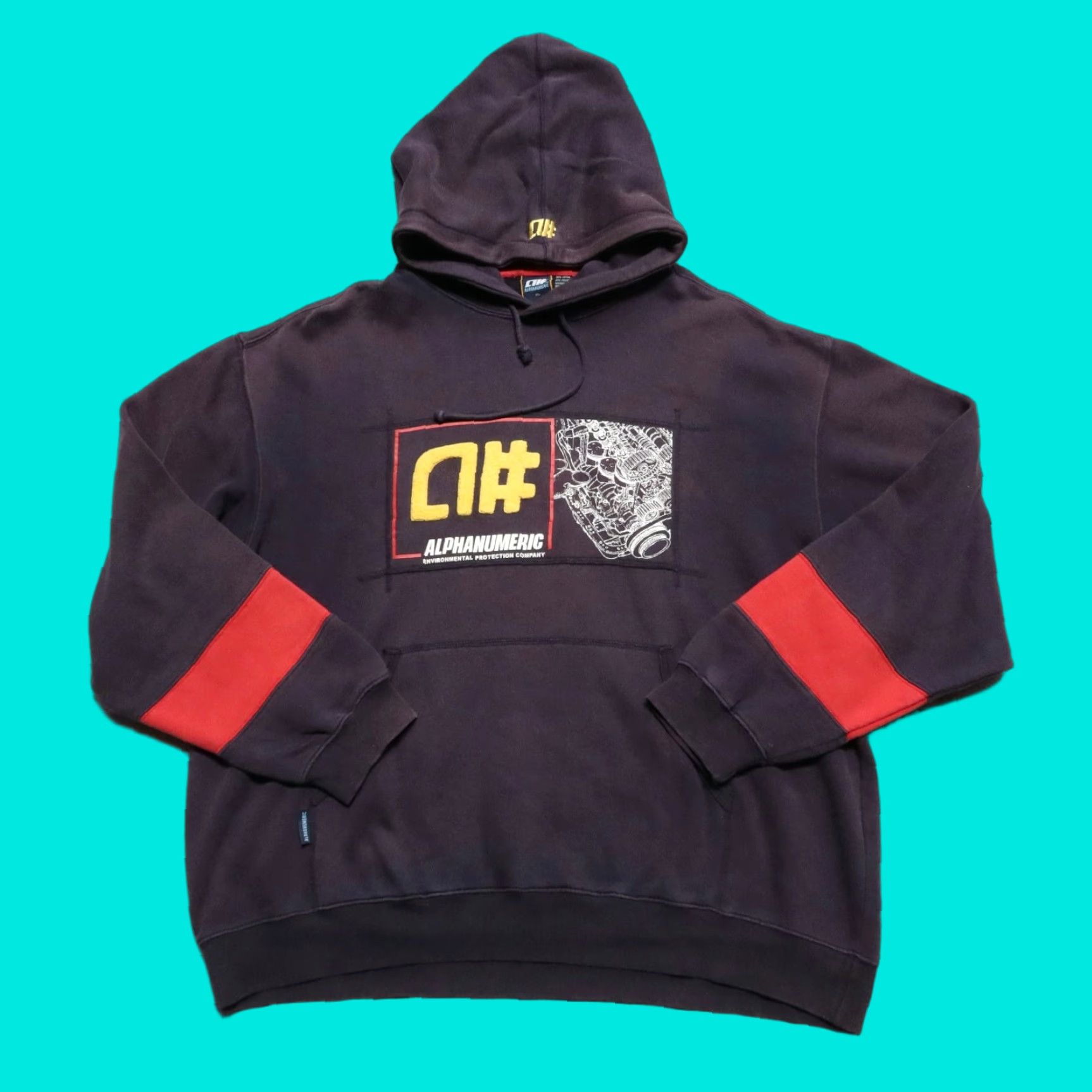Vintage VINTAGE Alphanumeric Hoodie Sweatshirt Mens XL Navy Vintage Rare Alphanumeric Hoodie Sweatshirt 90s Concert Skate Size US XL / EU 56 / 4 - 1 Thumbnail