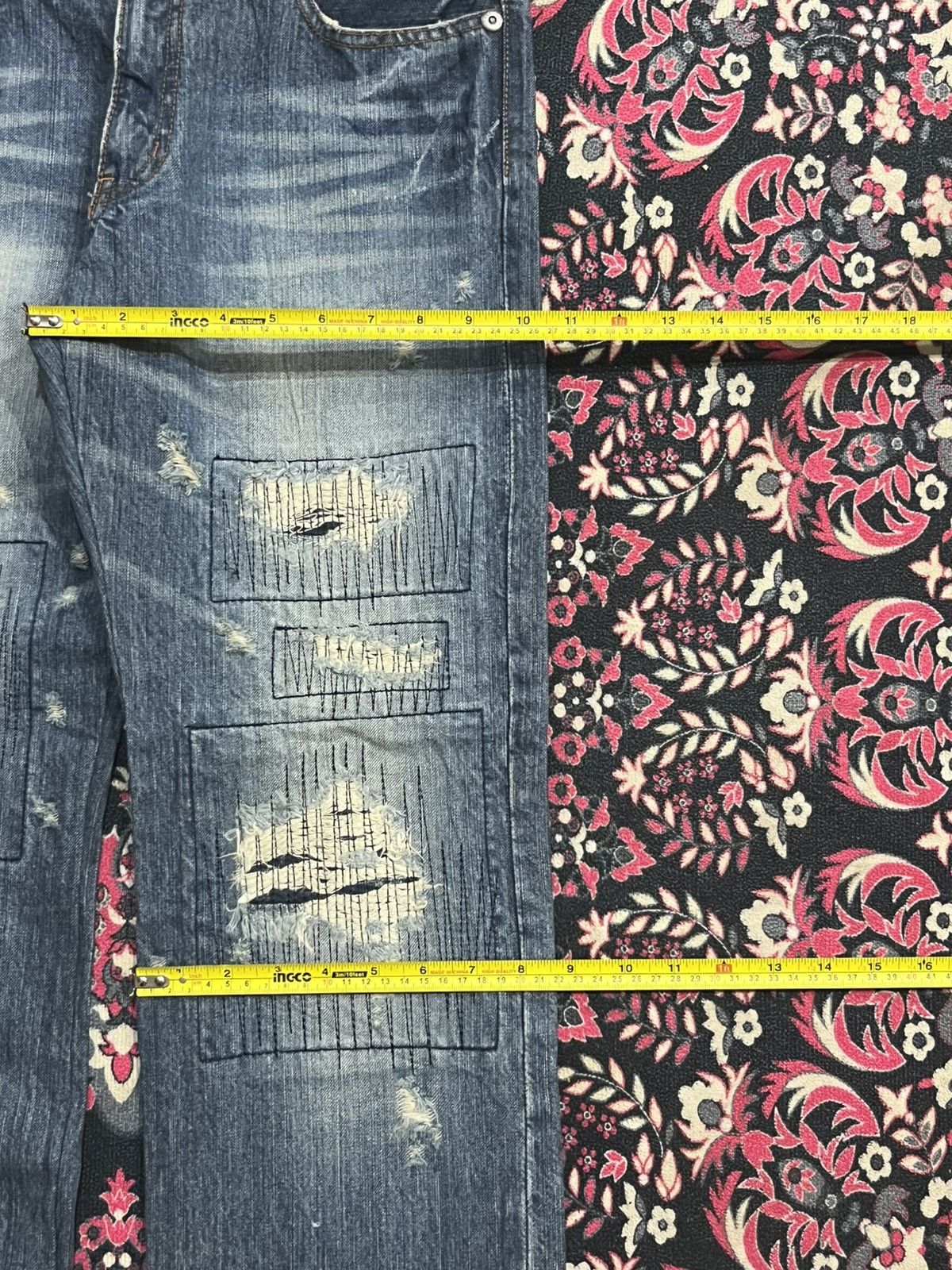 Kapital Japanese Brand Back Rush Distressed Sashiko Stitch Blue Jean Size US 31 - 13 Thumbnail