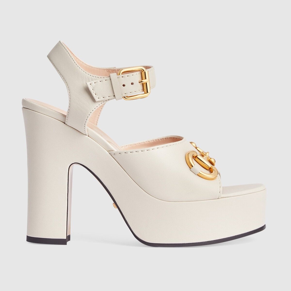 Gucci o1s1wg110425 Women's Platform Sandals With Horsebit in White Size US 12 / IT 42 - 1 Thumbnail