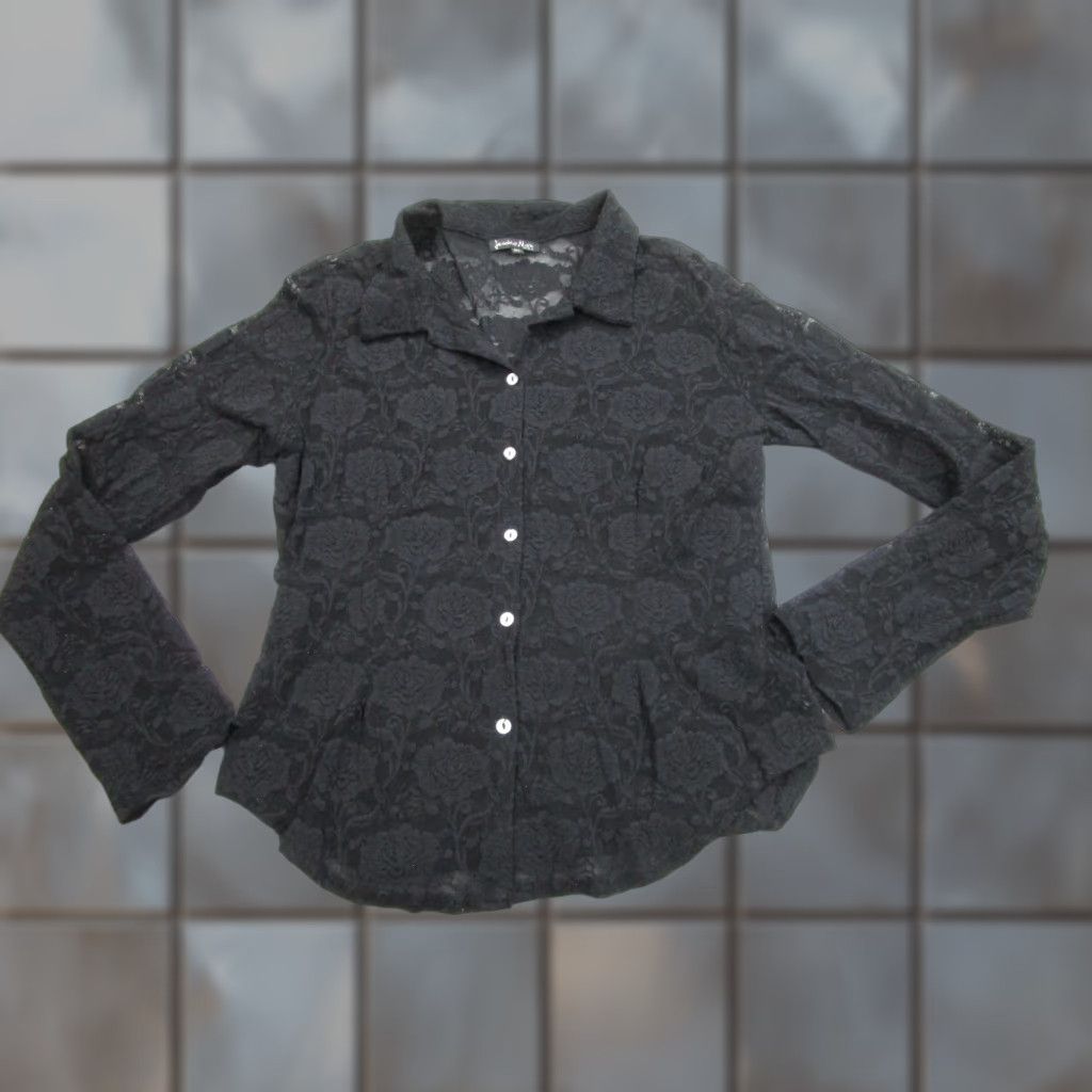 Vintage VINTAGE Jessica Max Sheer Layering Shirt Womens XL Long Sleeve Black Lace Floral Collared Button-Up Casual Modern Gothic Punk USA Womens Size XL / US 12-14 / IT 48-50 - 1 Thumbnail