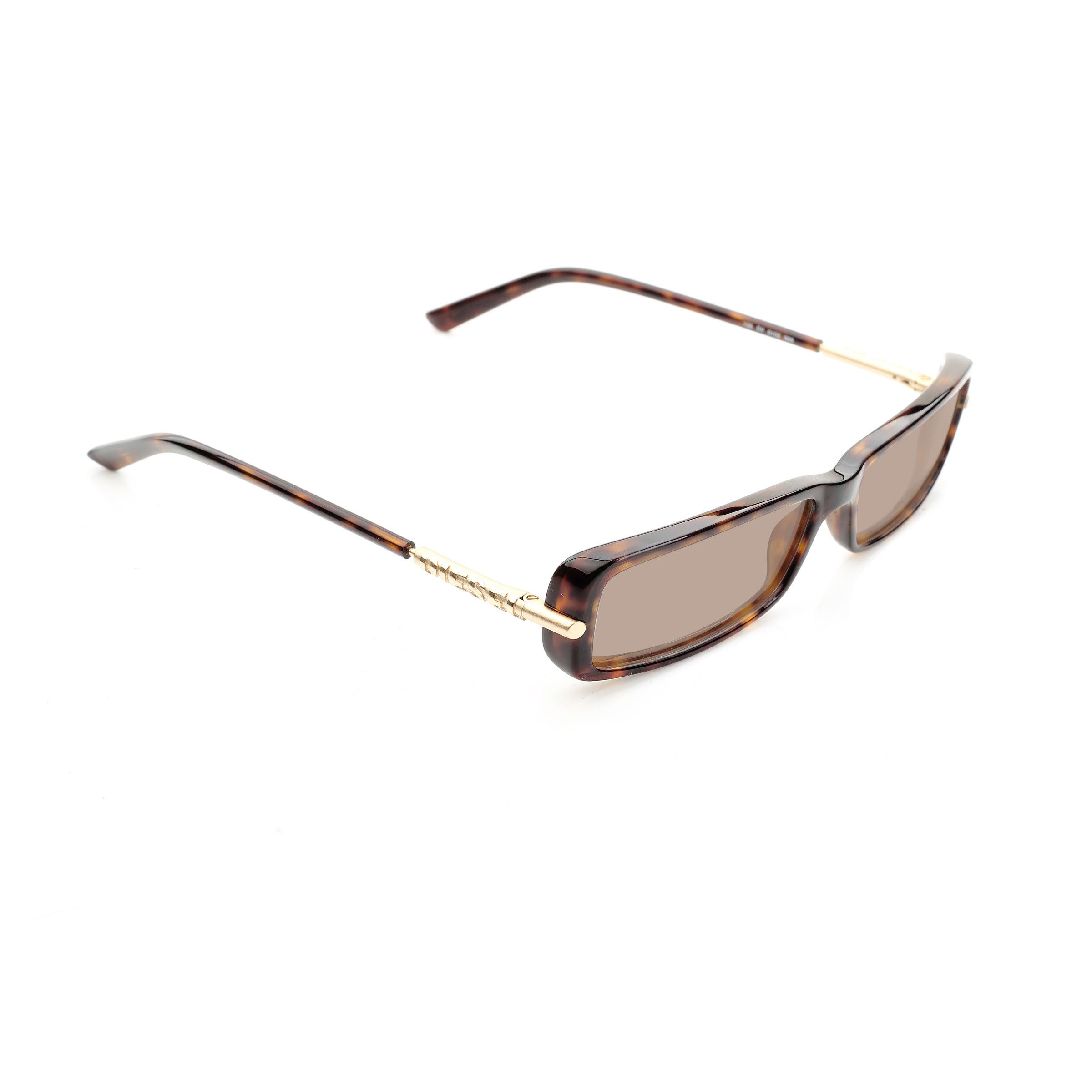 Diesel Diesel '00s Gold Signature Brown Lens Recatngular Sunglasses Size ONE SIZE - 3 Thumbnail