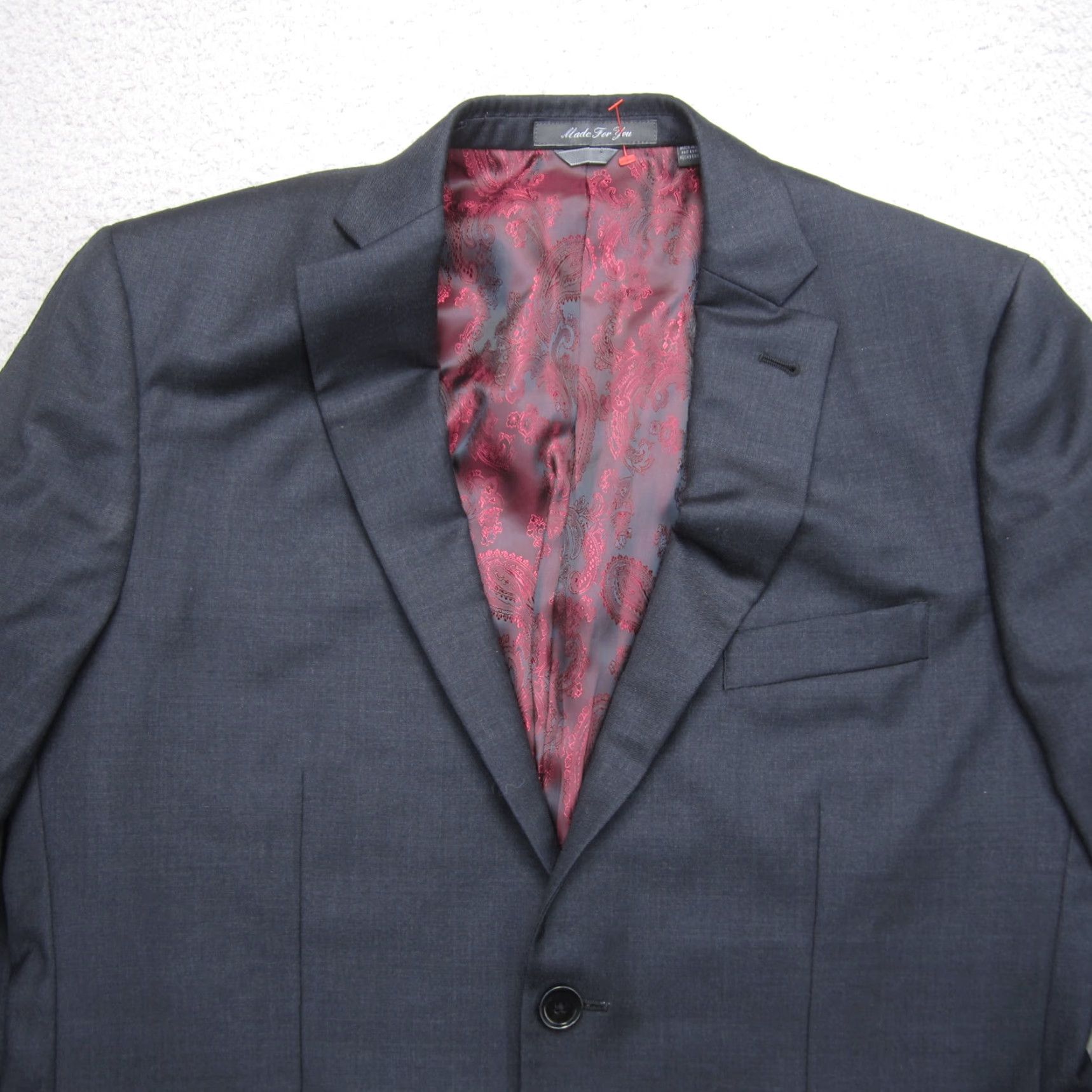 Vintage Indochino Blazer Mens 42 Gray Wool Paisley Lined Sport Coat 2 Button Size 42R - 4 Thumbnail