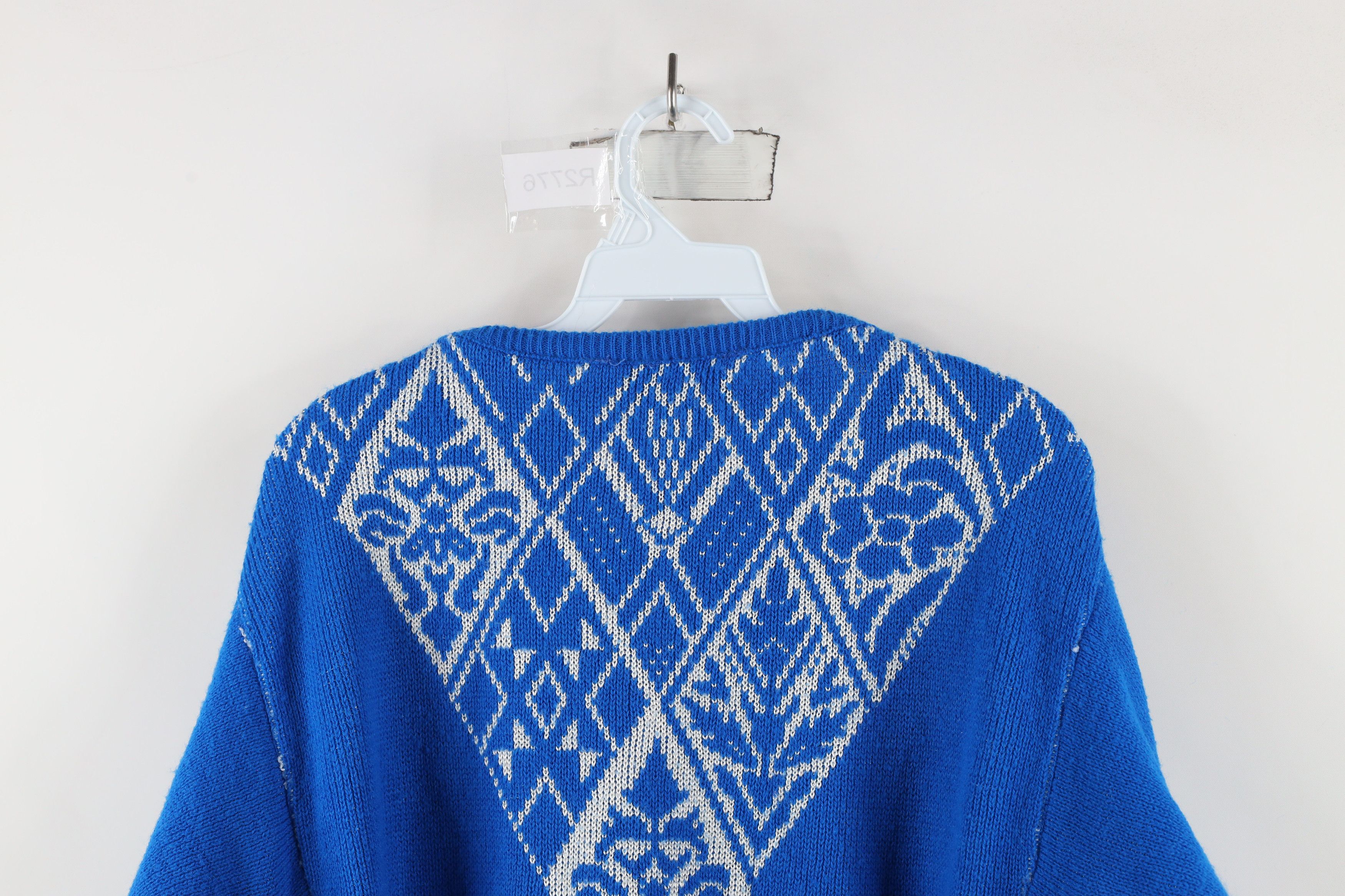 Vintage Vintage 80s 90s Streetwear Flower Knit Sweater Blue USA Size L / US 10 / IT 46 - 10 Thumbnail